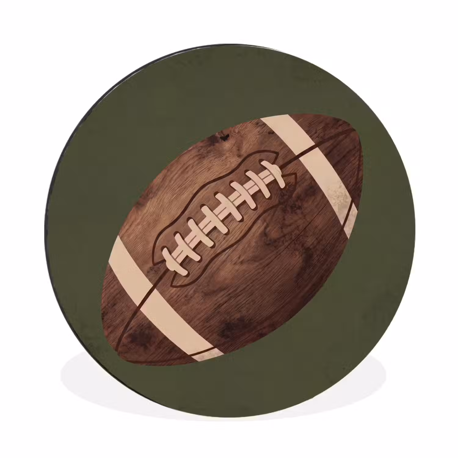 Football - Hout - Sport - Groen Wandcirkel aluminium klein -3d