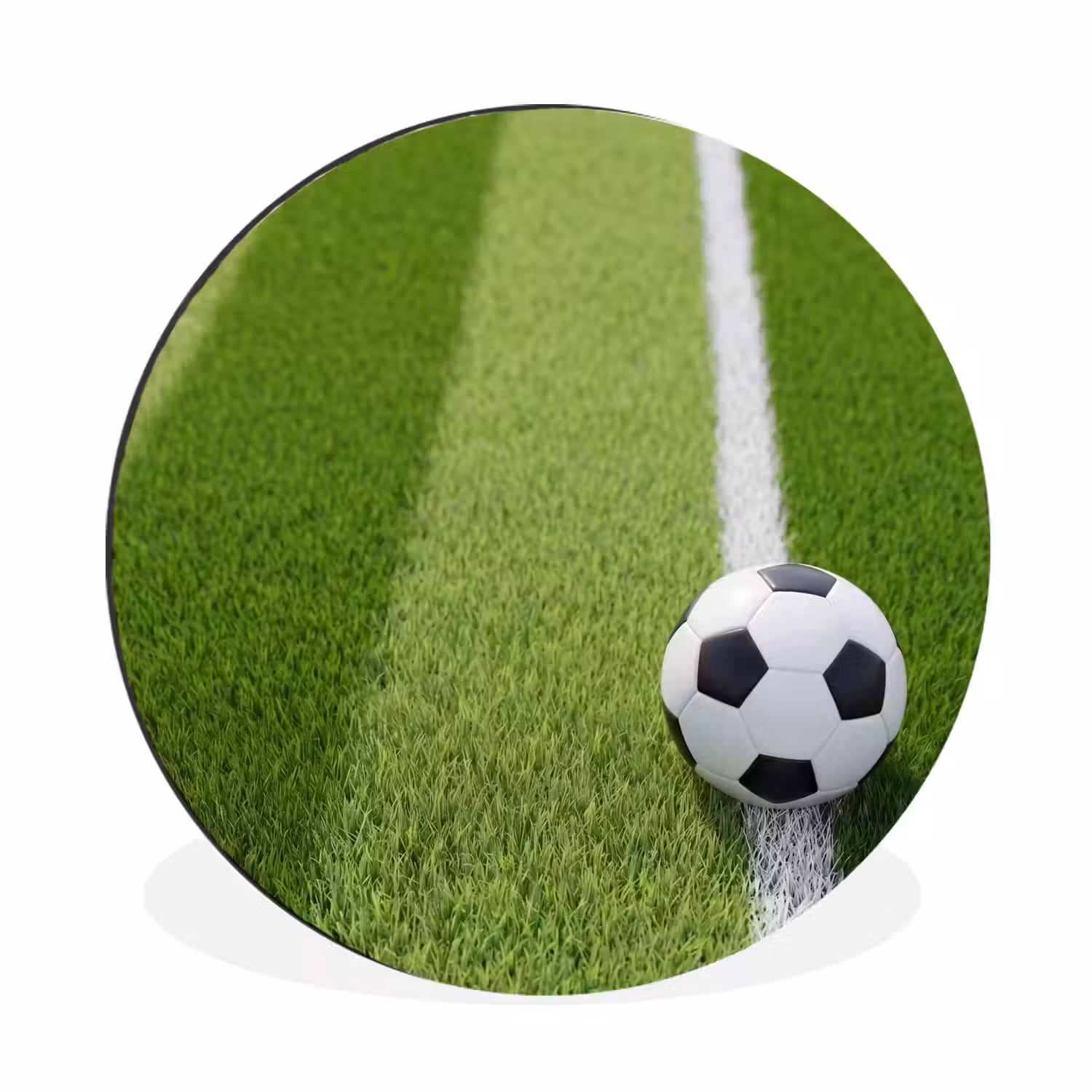 Voetbal - Grasveld - Sport - Groen Wandcirkel aluminium klein -3d