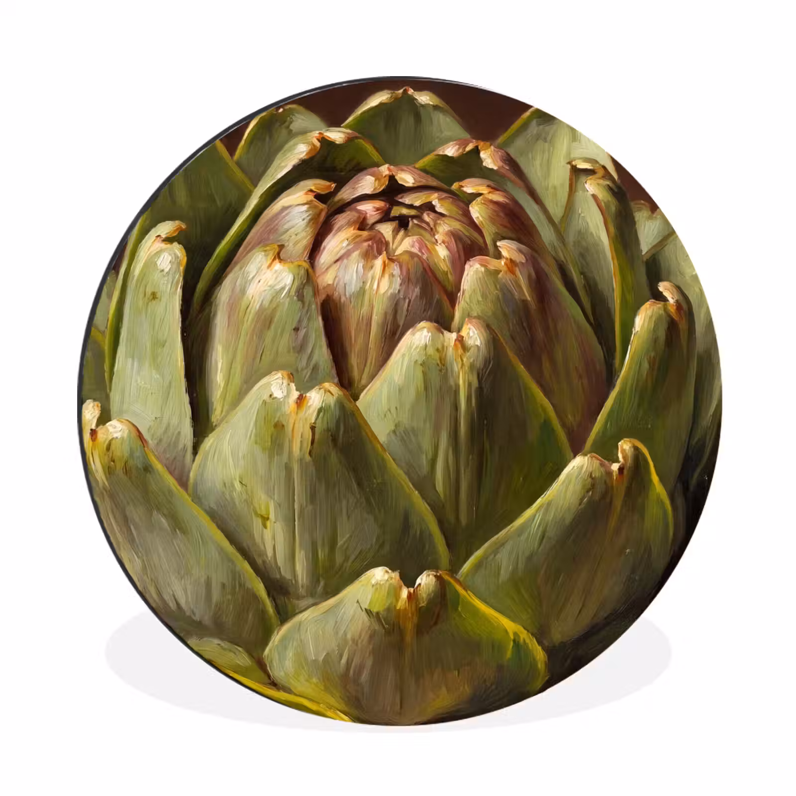 Alu-Dibond-Bild Rund - Gemüse – Artischocke – Grün - Groente - Artisjok - Groen Wandcirkel aluminium klein