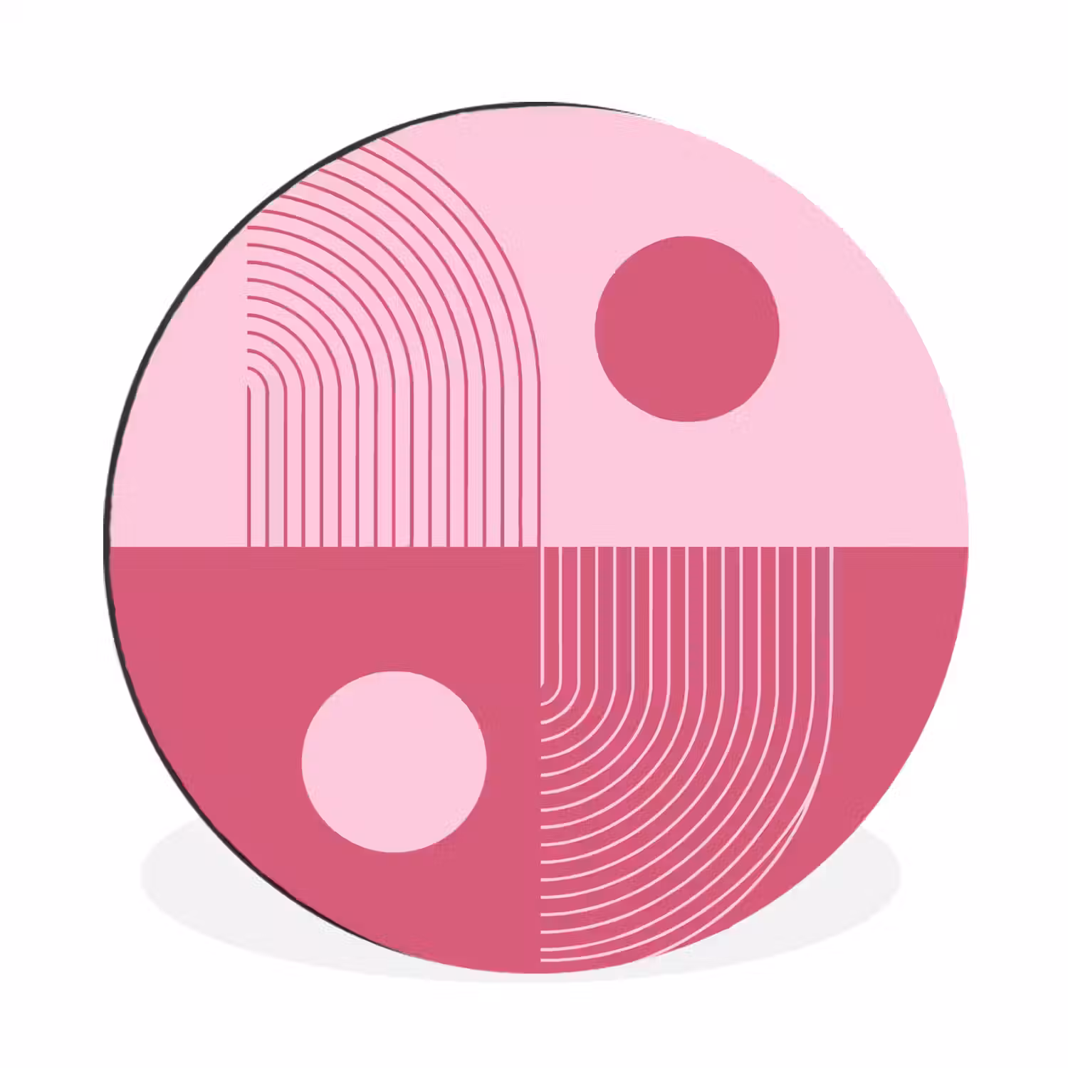 Geometrie - Patroon - Abstract - Roze - Modern Wandcirkel aluminium klein -3d