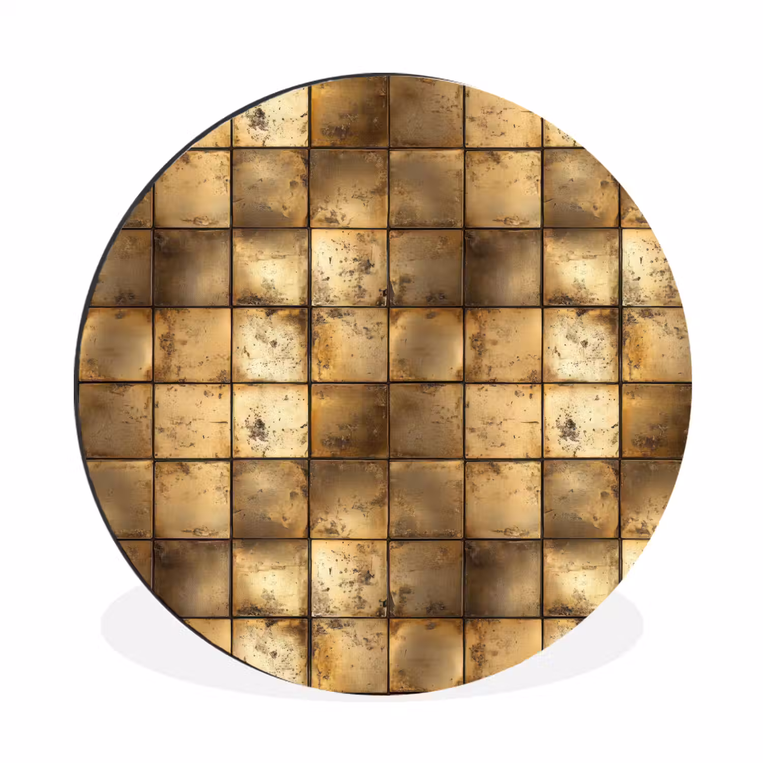 Geometrisch - Tegels - Goud Wandcirkel aluminium klein 190 -3d