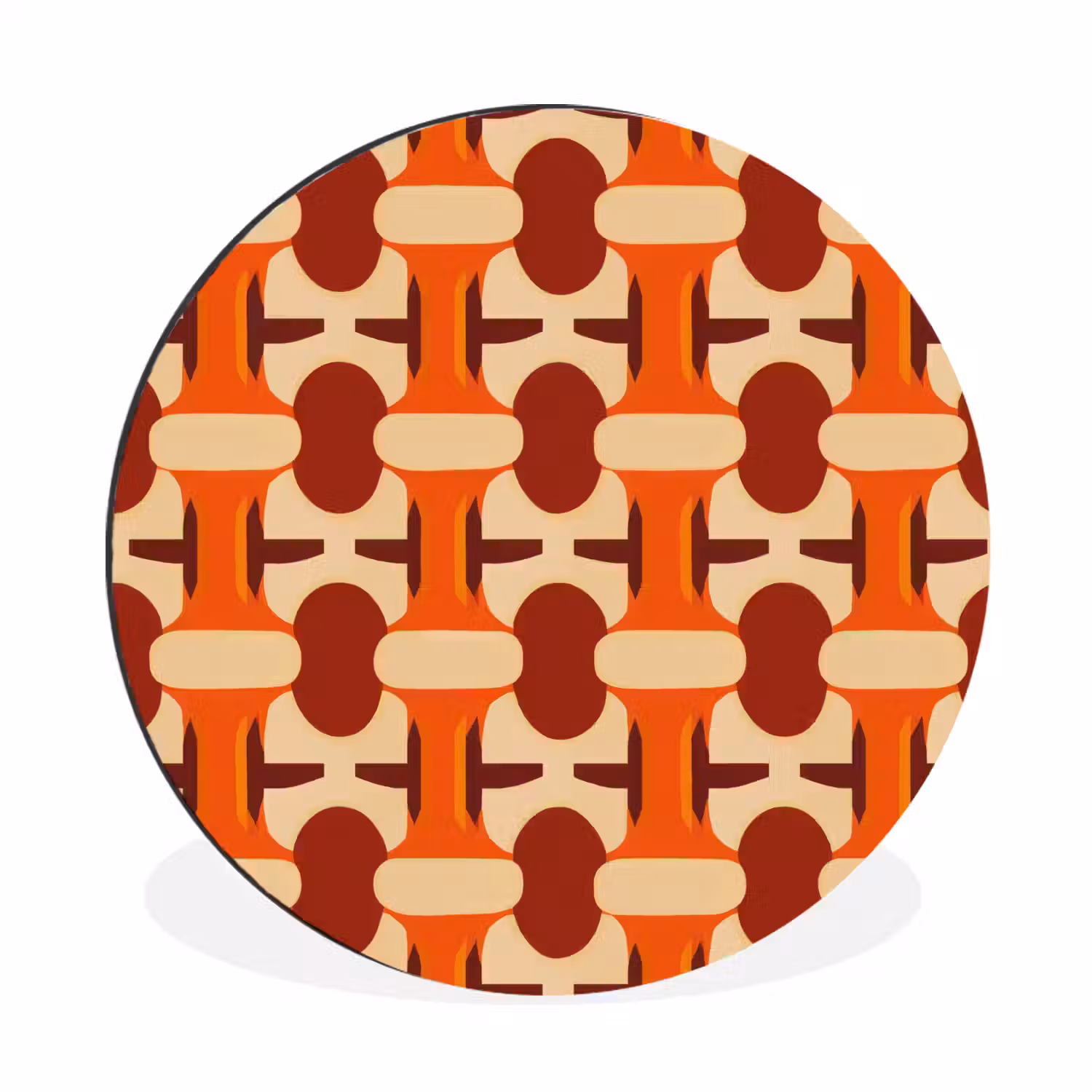 Geometrisch - Retro - Oranje Wandcirkel aluminium klein 190 -3d