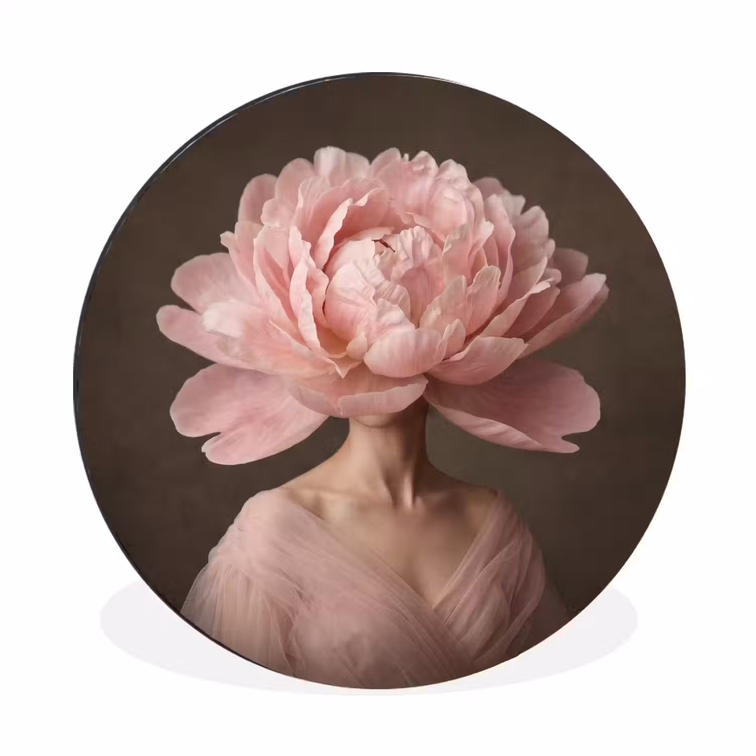 Gezicht - Roos - Roze Wandcirkel aluminium klein -3d