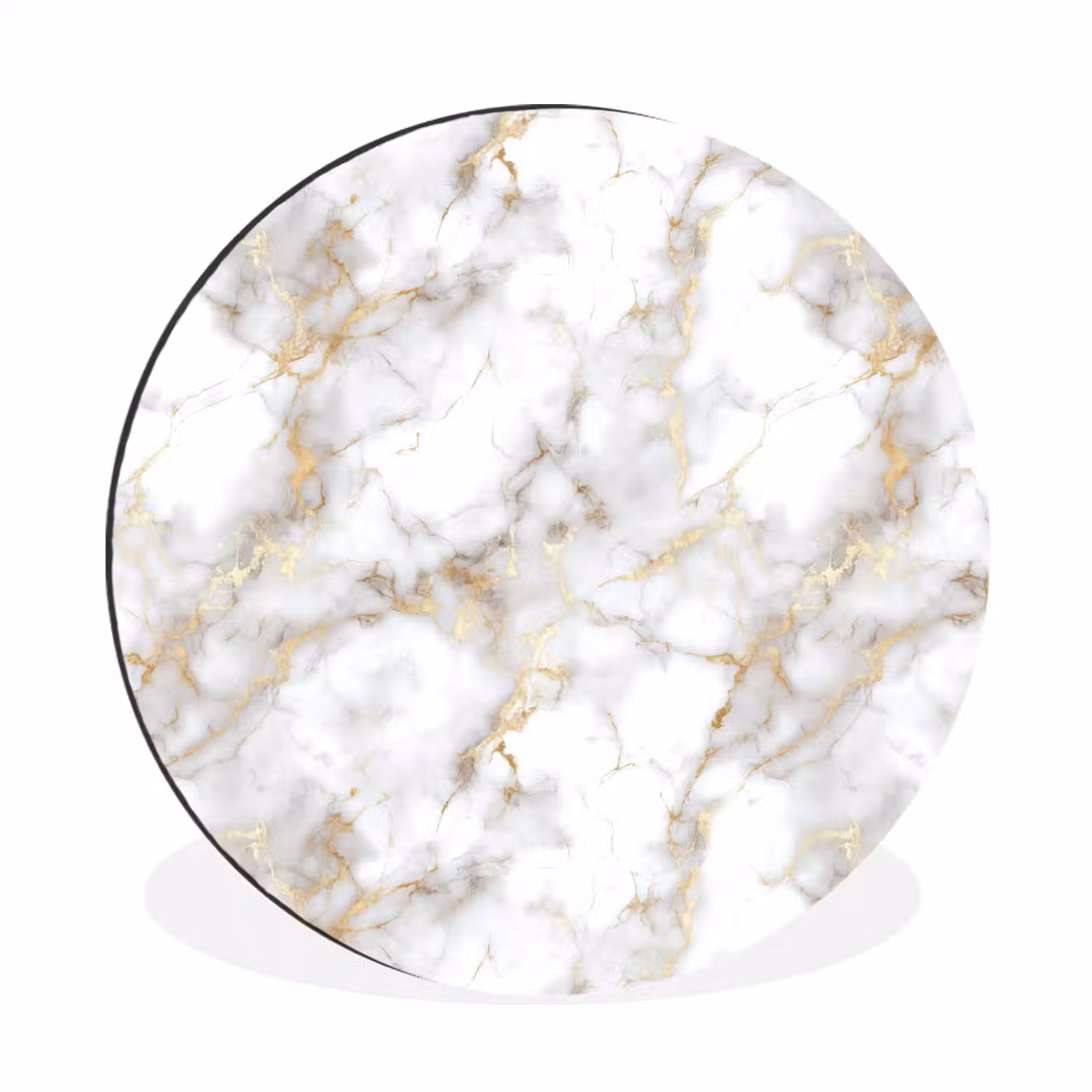 Gouden aders - Marmer - Wit Wandcirkel aluminium klein 190 -3d