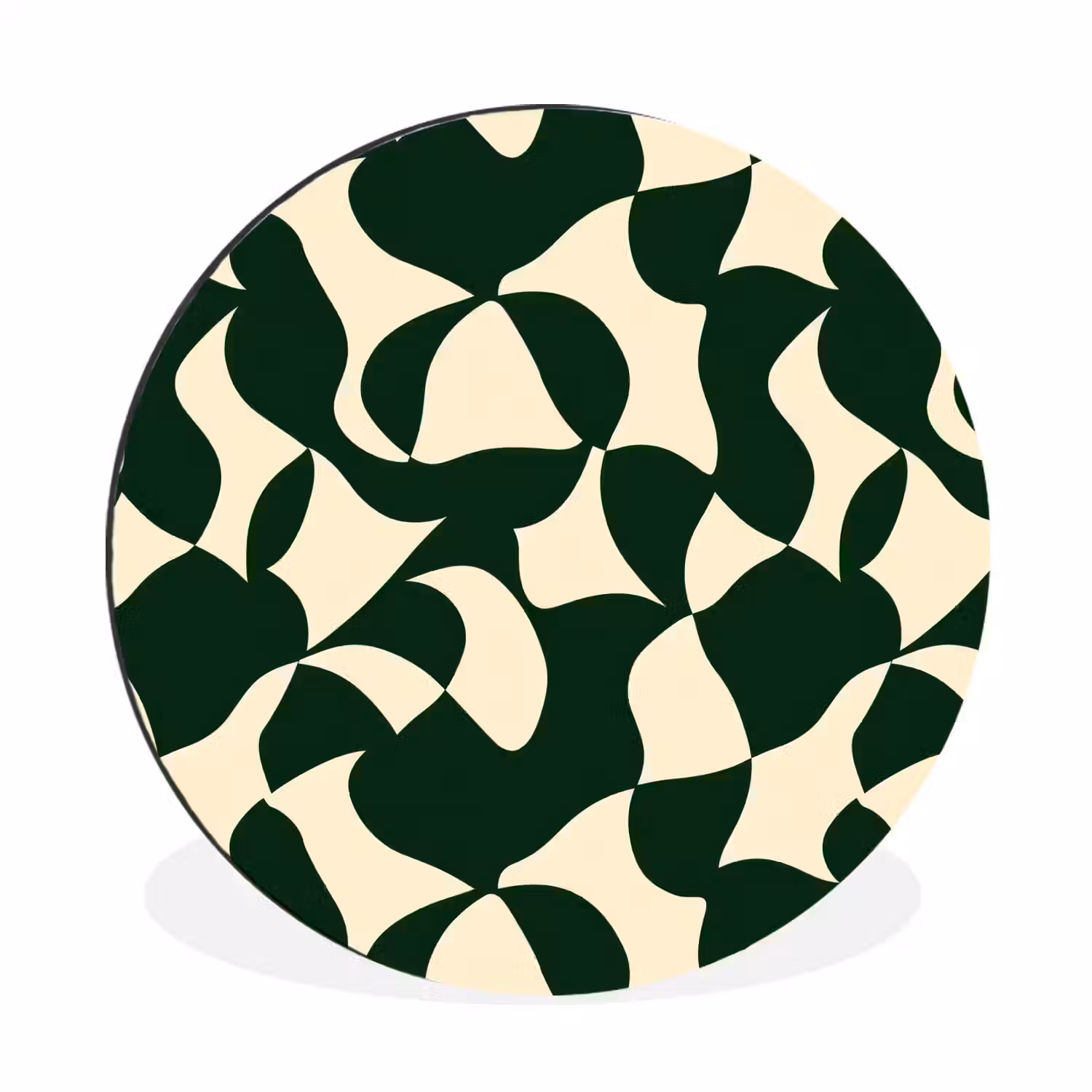 Groen - Organische vlakken - Crème Wandcirkel aluminium klein 190 -3d