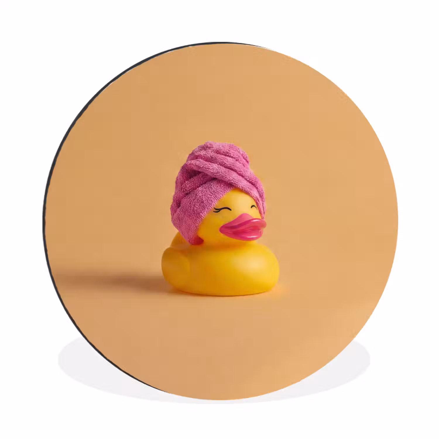 Badeend - Handdoek - Kleurrijk Wandcirkel aluminium klein -3d