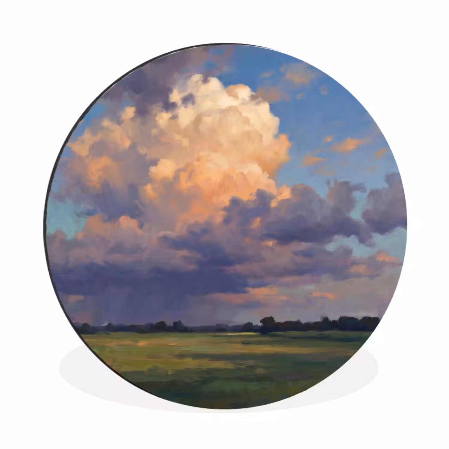 Lucht - Wolken - Landschap - Modern - Oranje Wandcirkel aluminium klein -3d