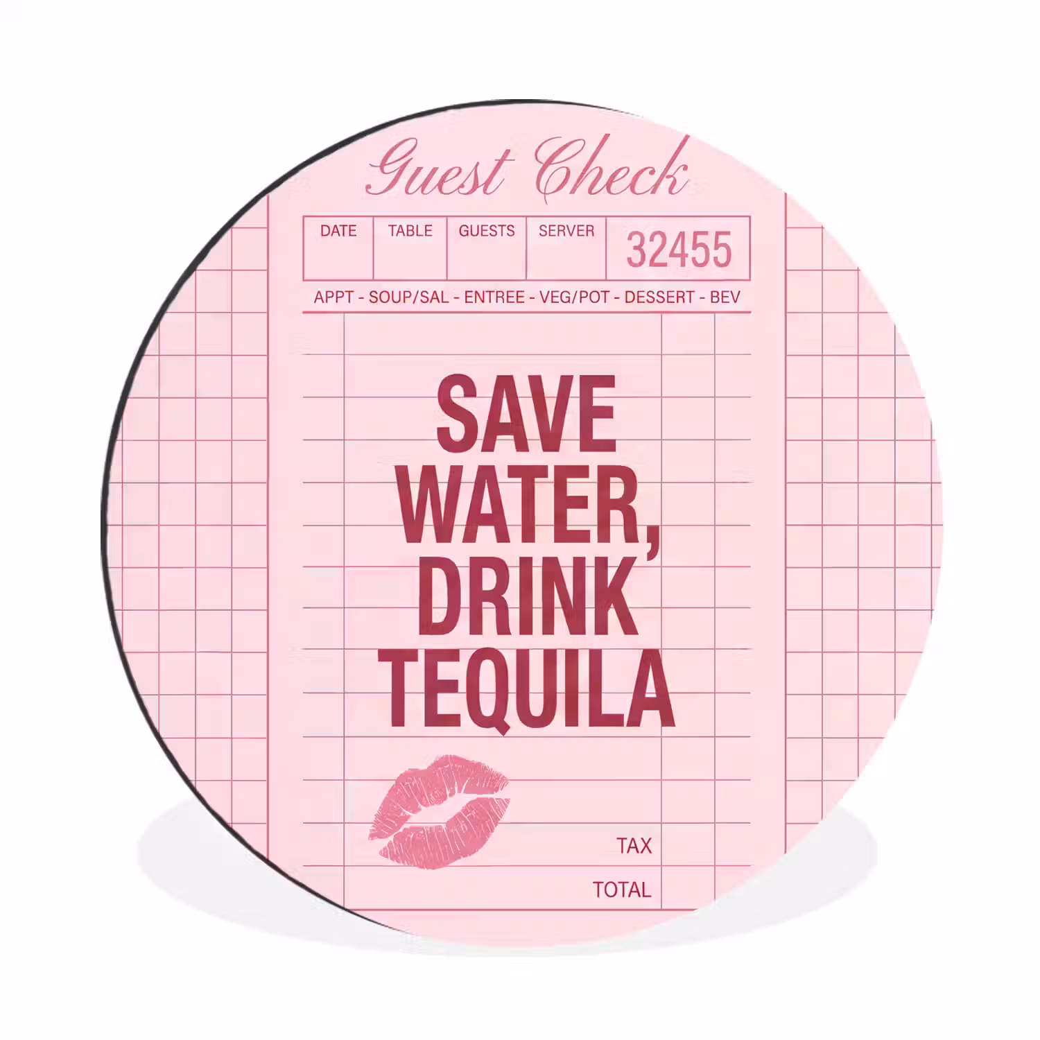Humor - Drank - Tekst - Roze Wandcirkel aluminium klein -3d