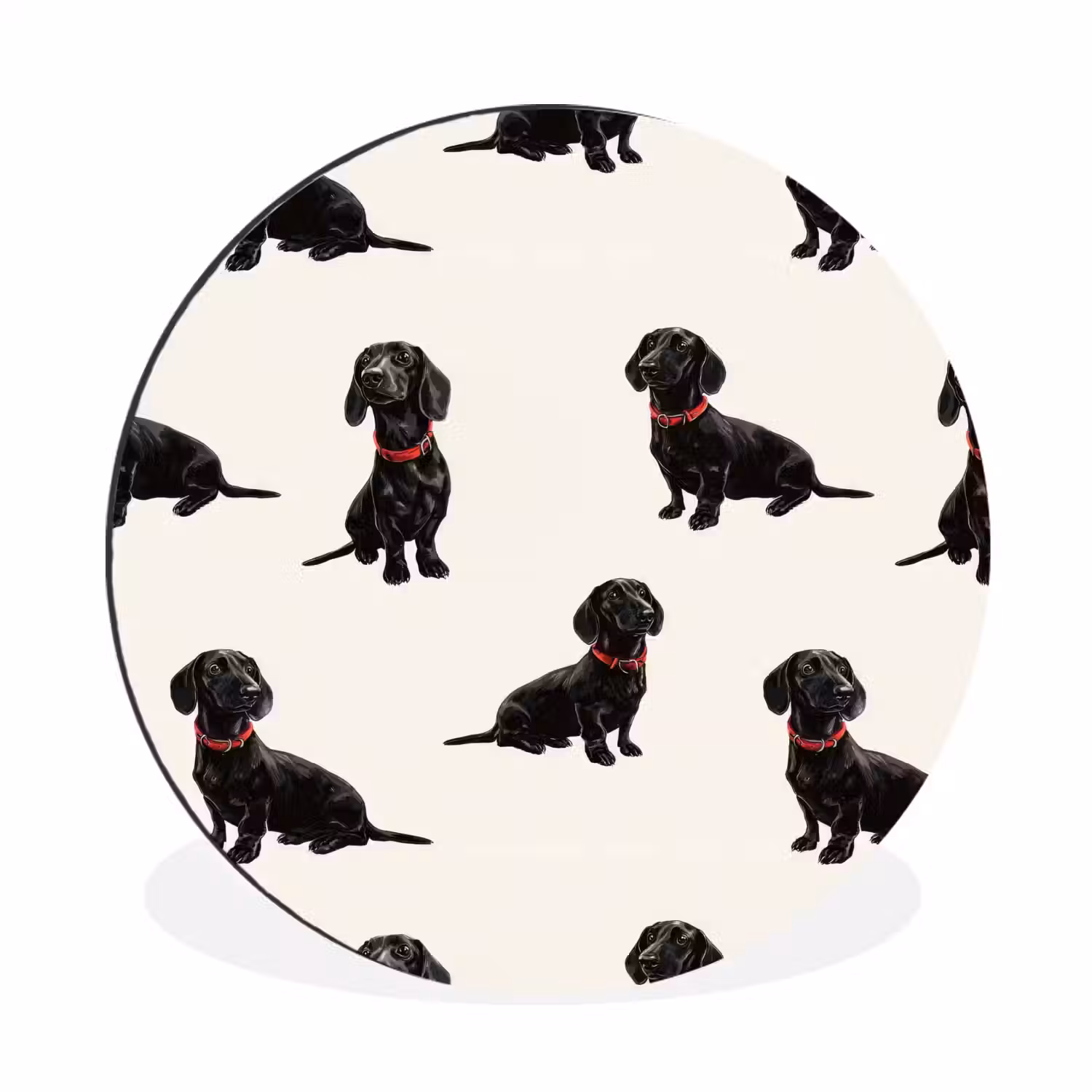 Hond - Patroon - Zwart Wandcirkel aluminium klein 190 -3d