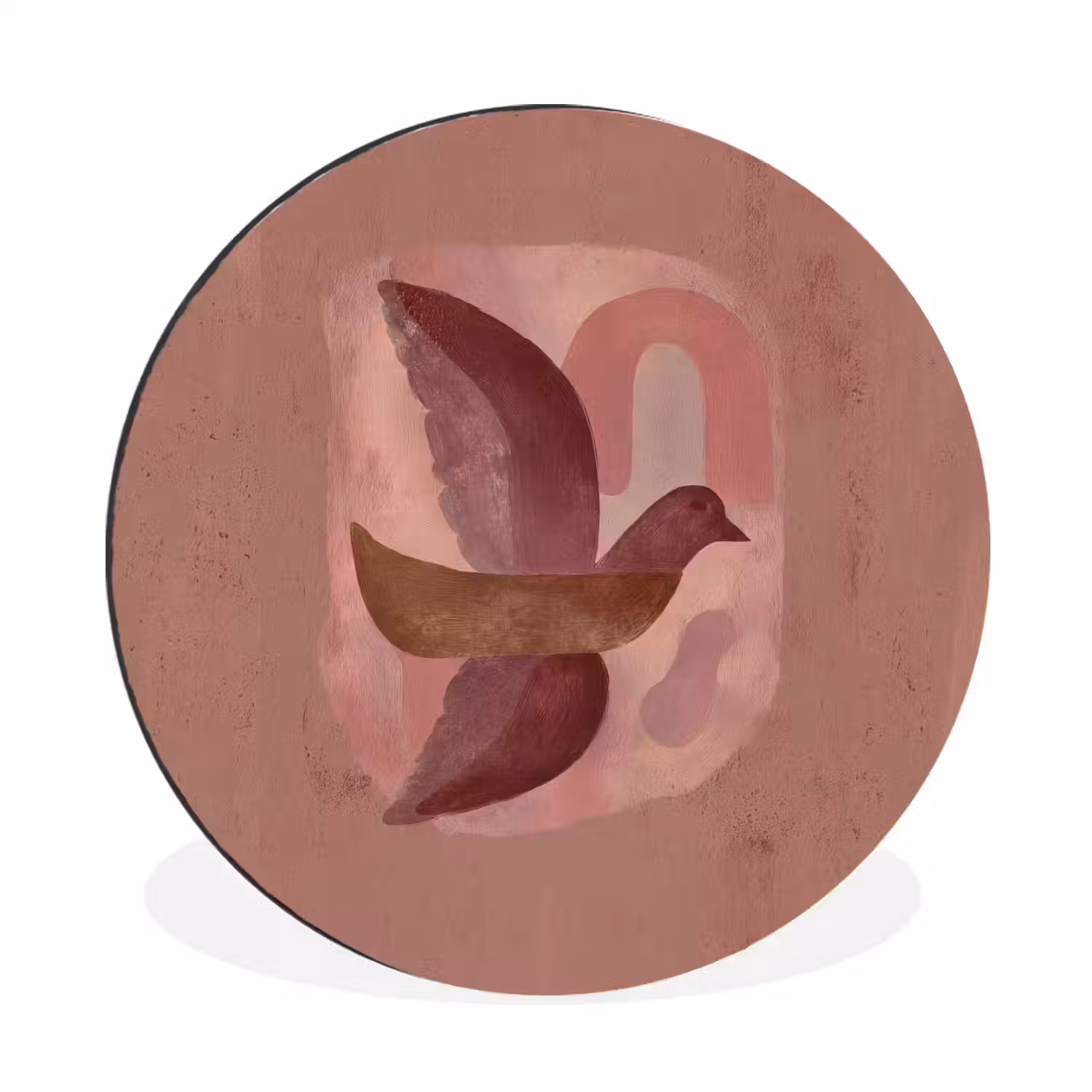 Illustratie - Vogels - Abstract - Roze Wandcirkel aluminium klein -3d