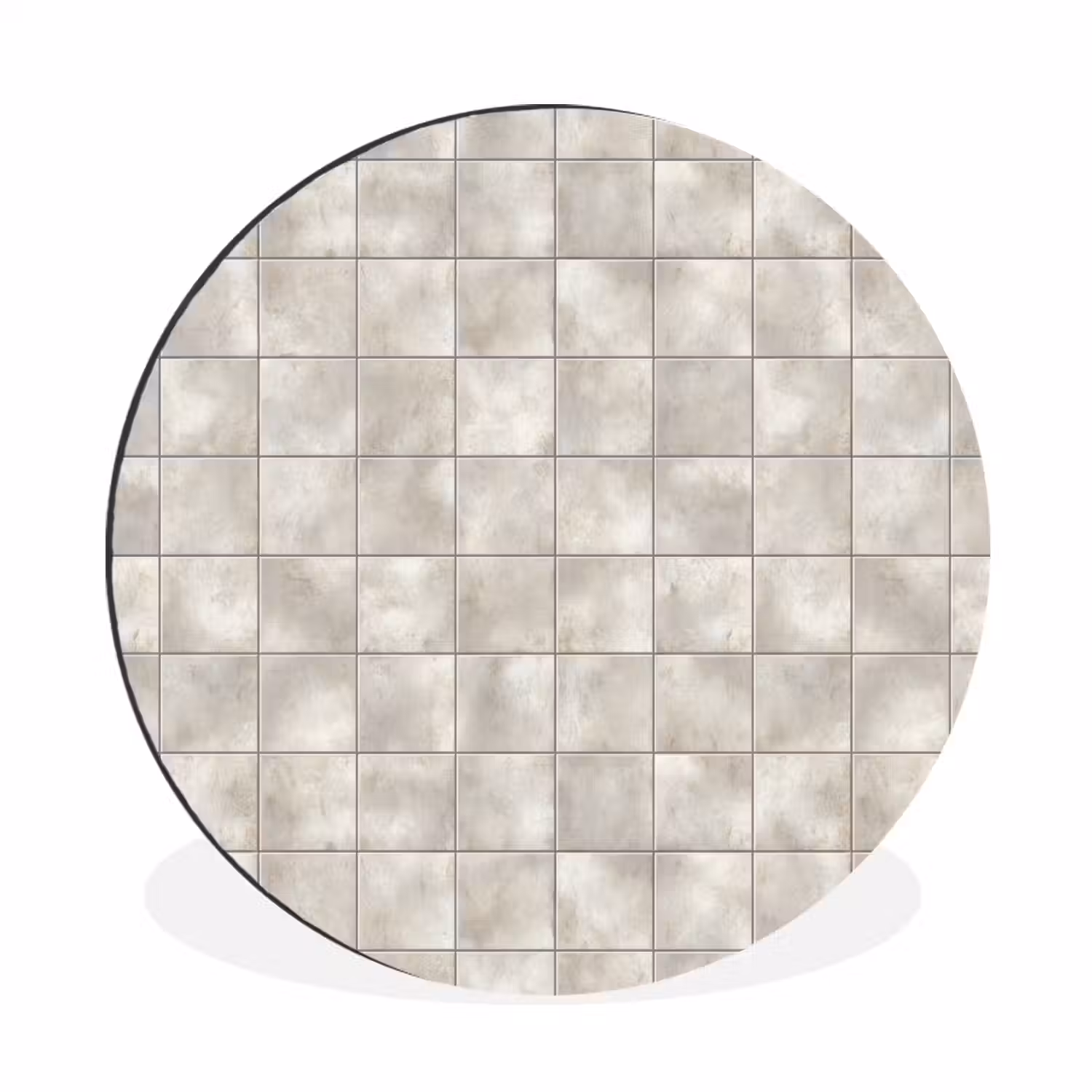 Tegels - Natuurlijk - Grijs Wandcirkel aluminium klein 190 -3d