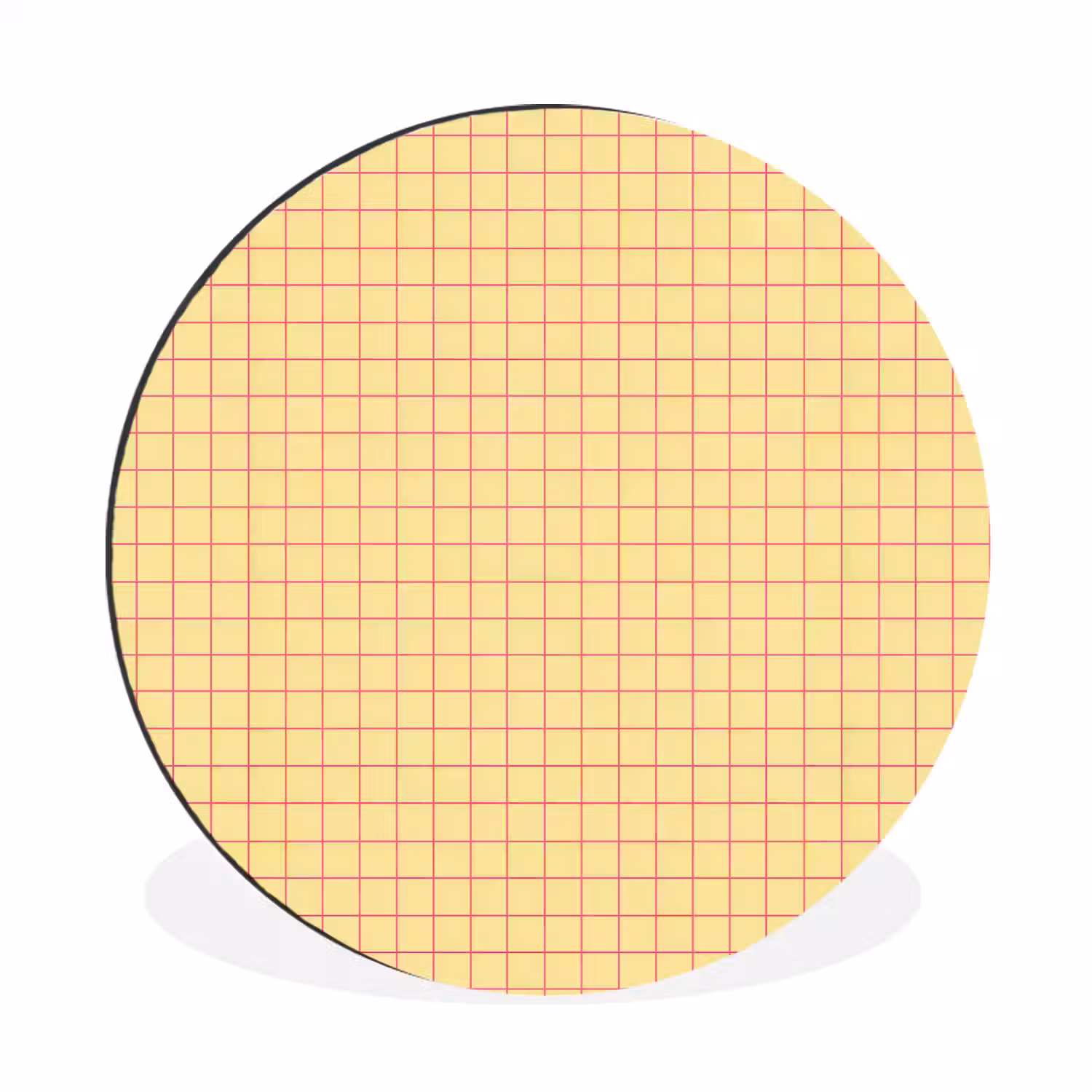Ruitjes - Grid - Minimalistisch - Geel - Roze Wandcirkel aluminium klein 190 -3d
