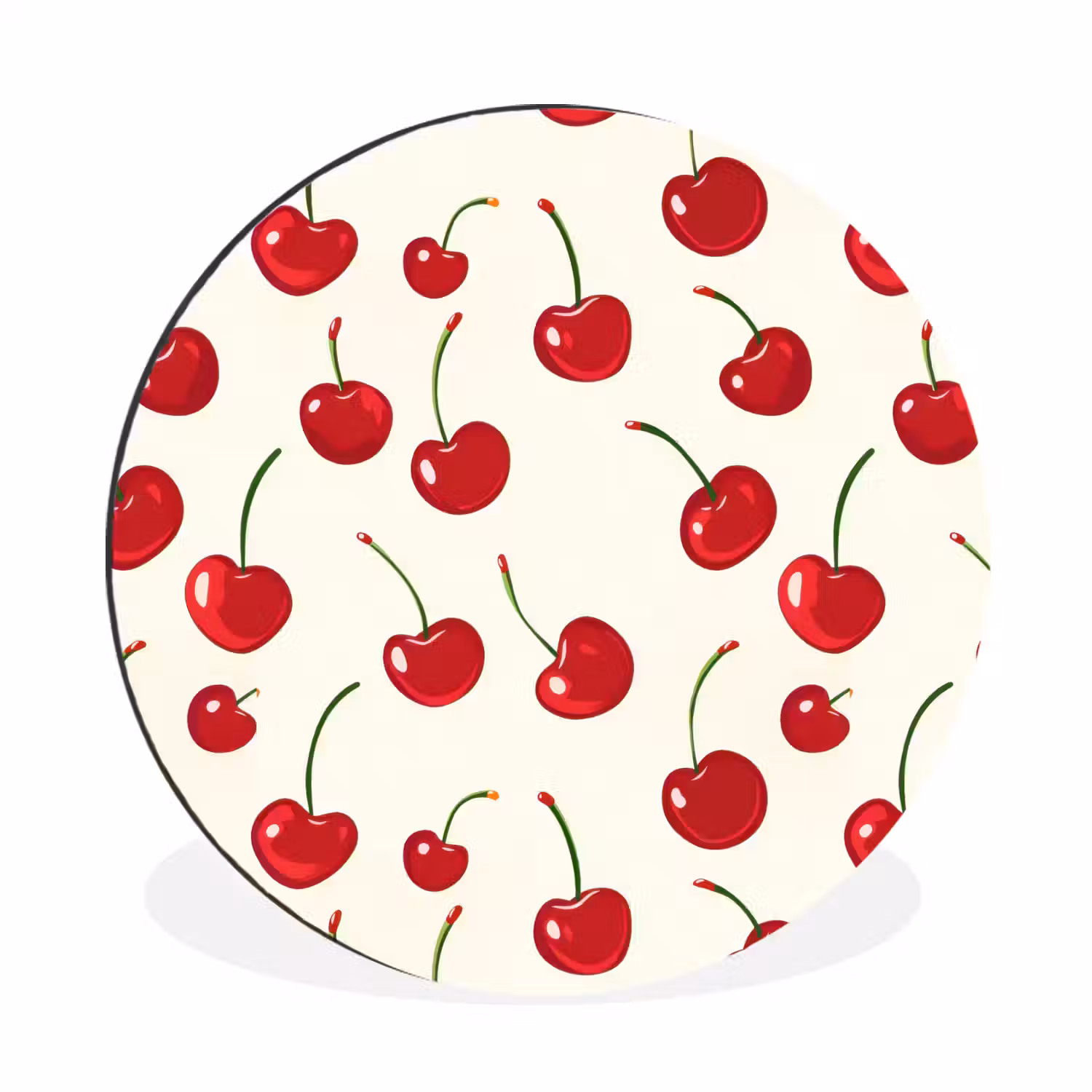 Kersen - Minimalistisch - Rood Wandcirkel aluminium klein 190 -3d