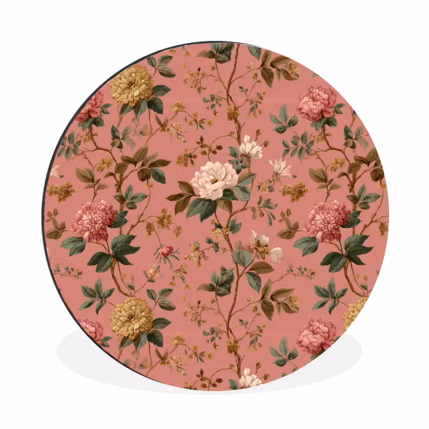 Klassiek - Botanisch - Roze Wandcirkel aluminium klein 190 -3d