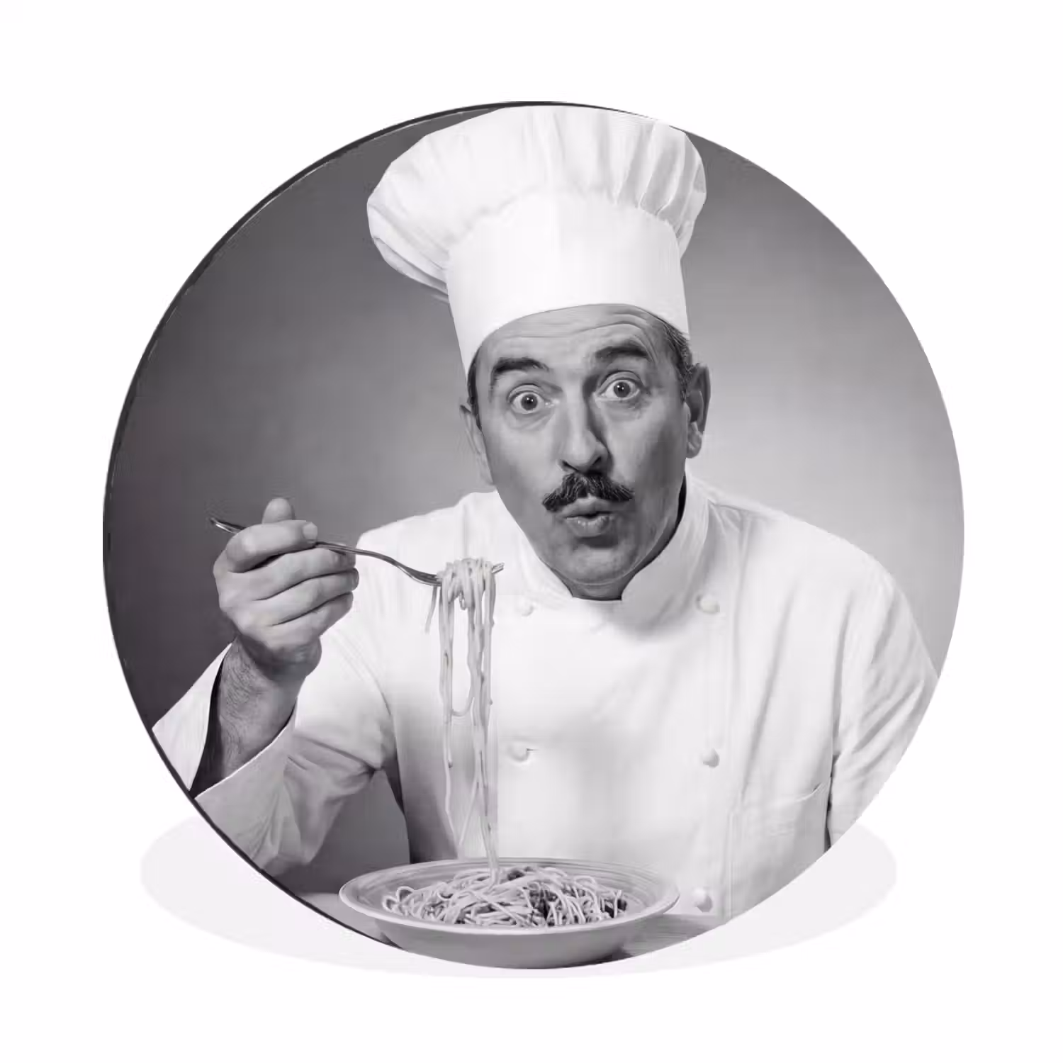Chef - Spaghetti - Pasta Wandcirkel aluminium klein -3d