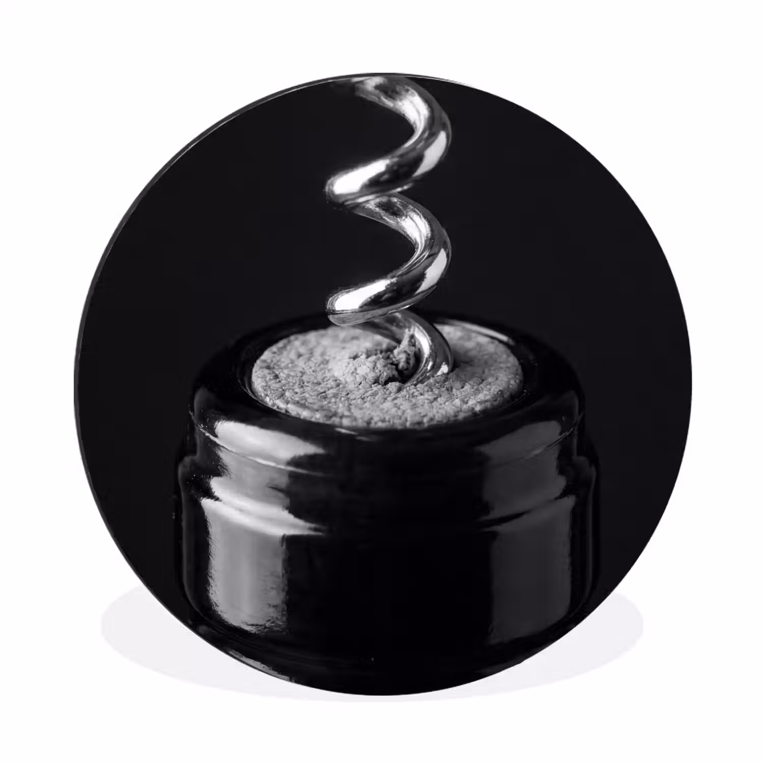 Kurkentrekker - Wijn - Zwart - Wit Wandcirkel aluminium klein -3d