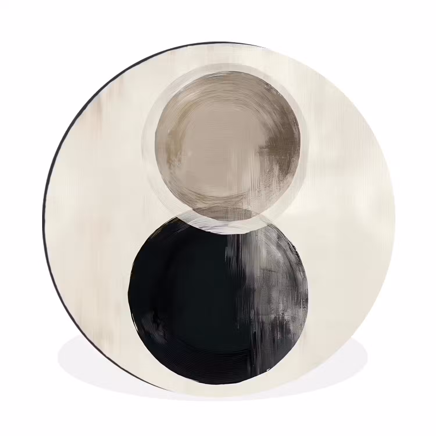 Cirkels - Vorm - Beige - Abstract Wandcirkel aluminium klein -3d