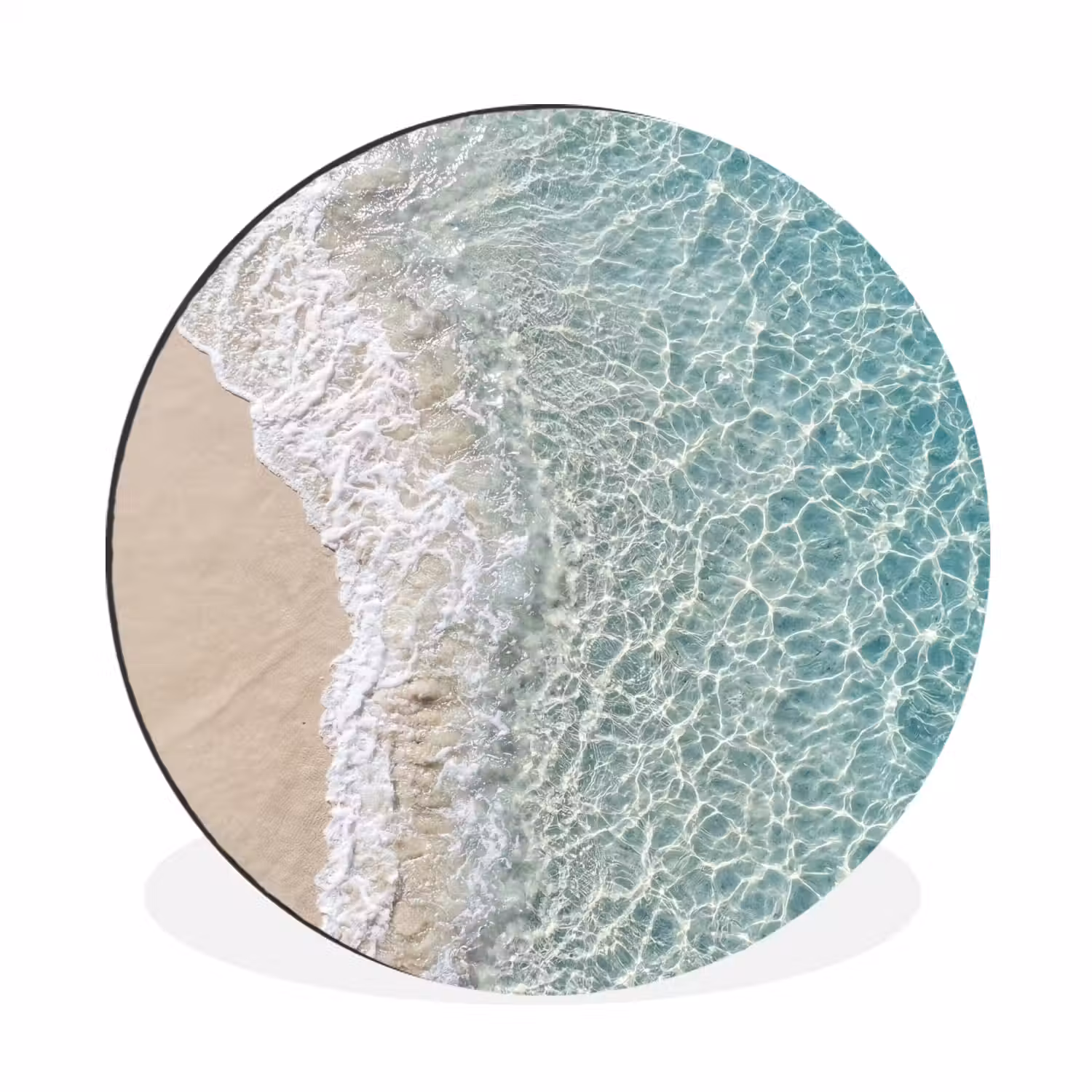 Kust - Zand - Blauw Wandcirkel aluminium klein -3d