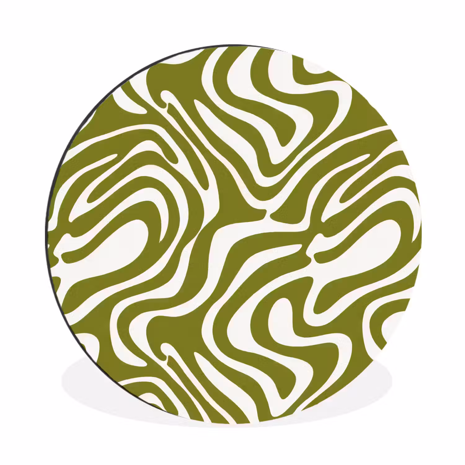 Lijnpatroon - Groen - Organisch Wandcirkel aluminium klein 190 -3d