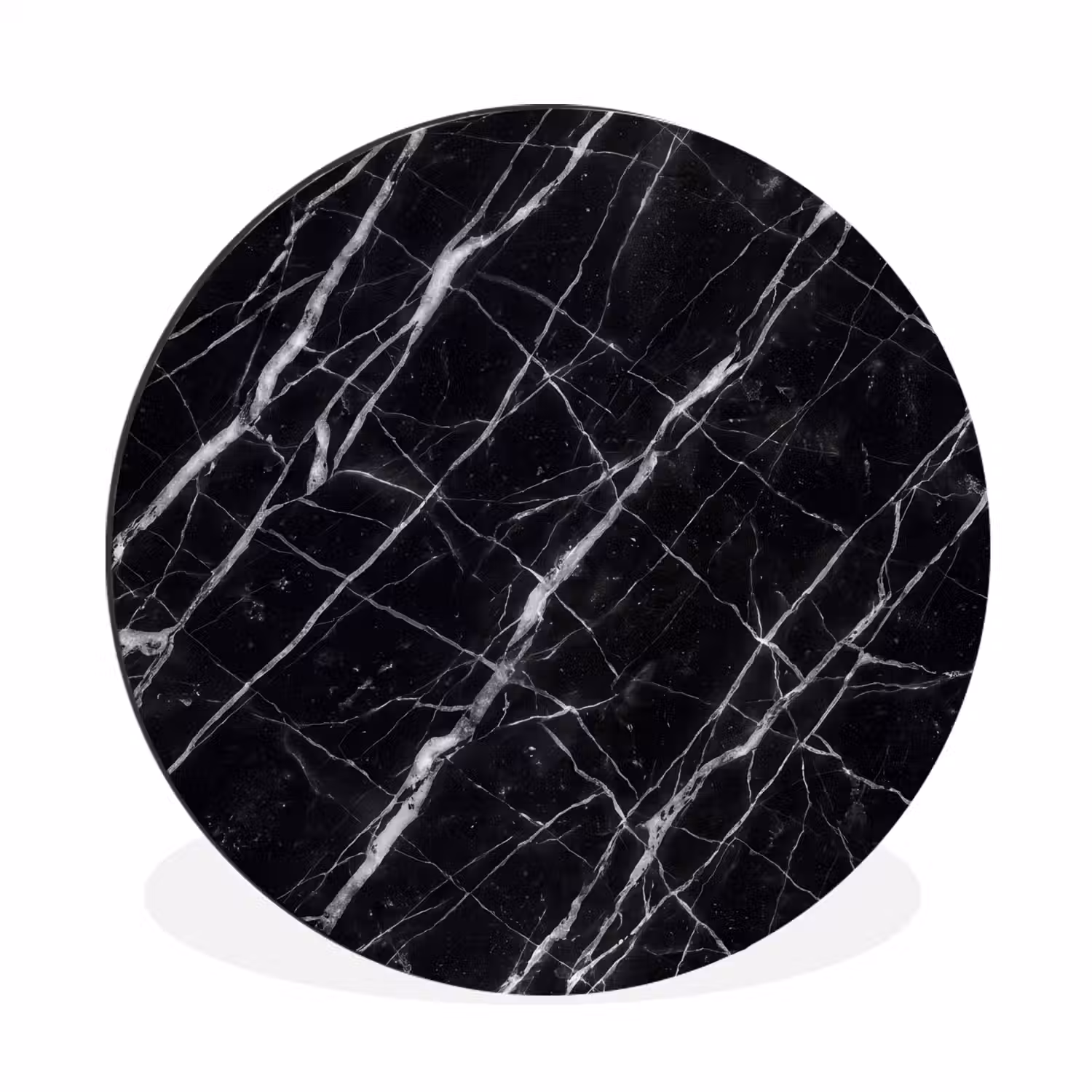 Marmer - Aders - Abstract - Zwart Wandcirkel aluminium klein -3d