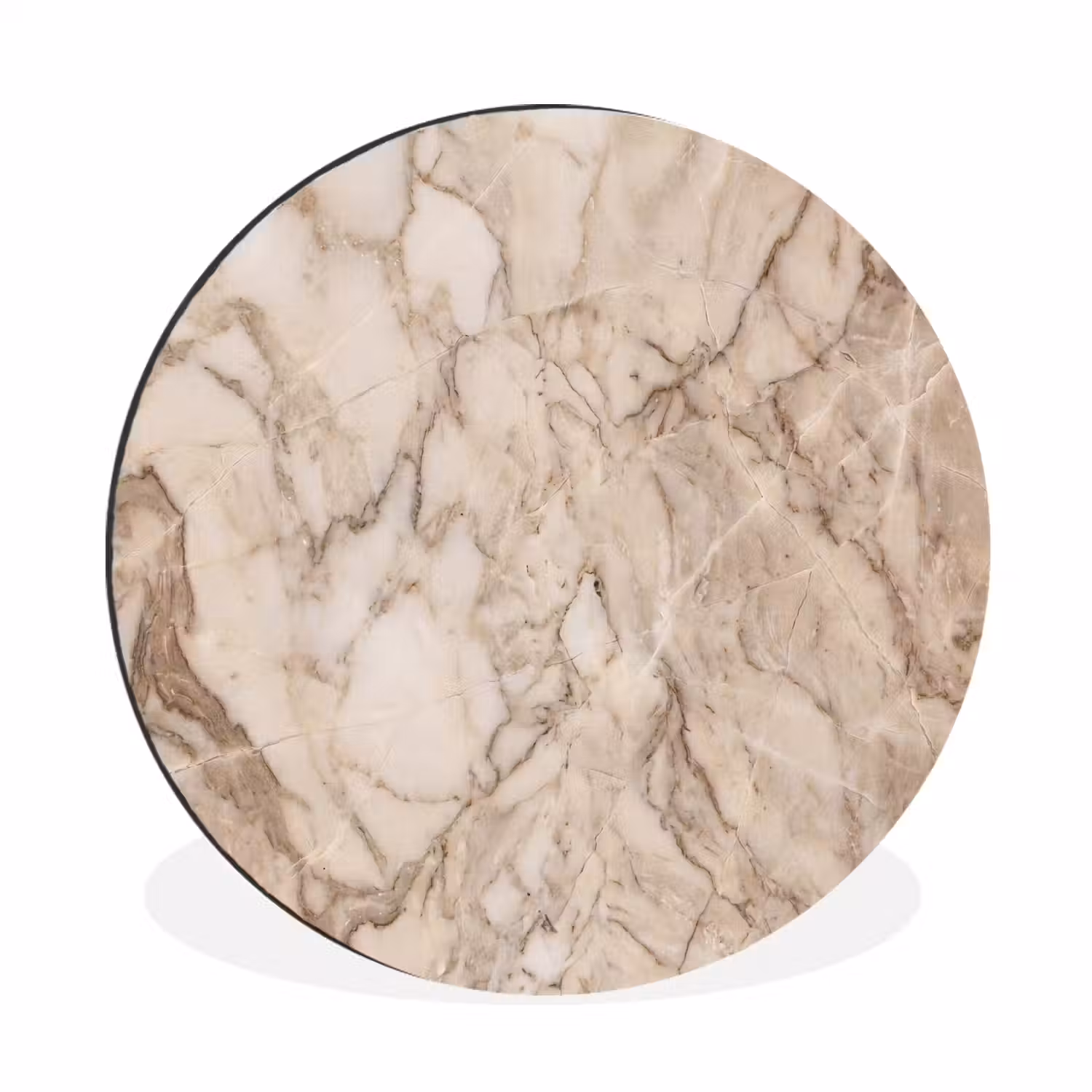 Marmer - Aderen - Textuur - Beige - Modern Wandcirkel aluminium klein -3d