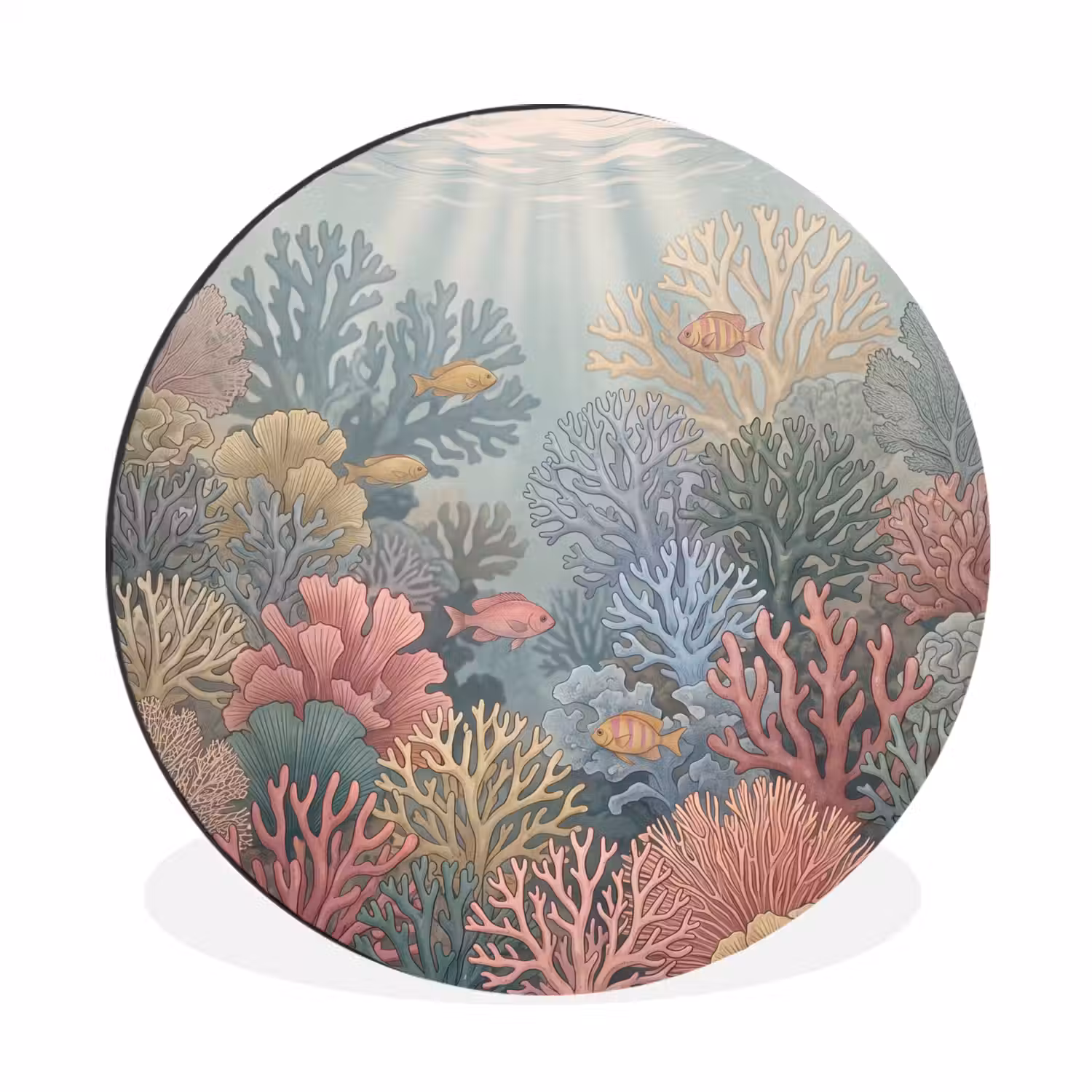 Zee - Koraal - Vis - Natuur - Kleurrijk Wandcirkel aluminium klein -3d