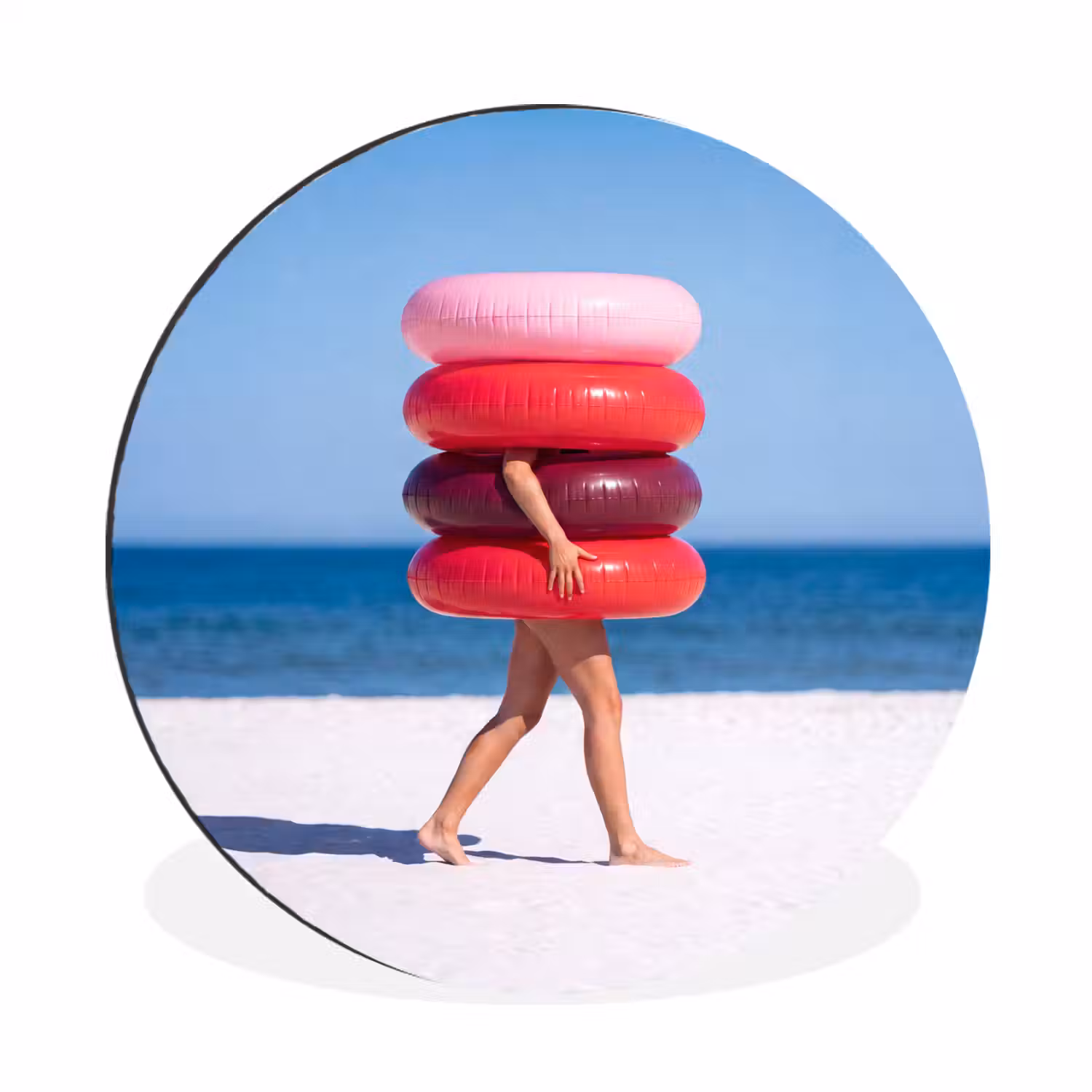 Mensen - Strand - Zomer - Recreatie - Kleurrijk Wandcirkel aluminium klein -3d