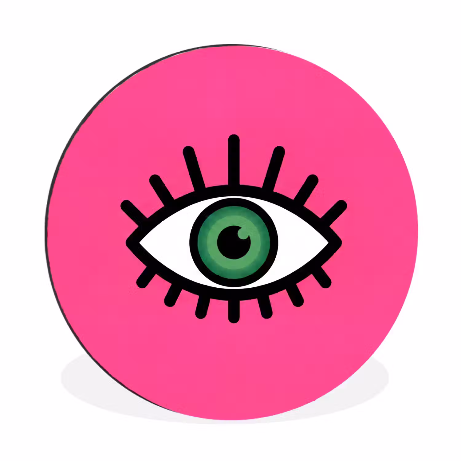 Minimalistisch - Oog - Roze Wandcirkel aluminium klein -3d