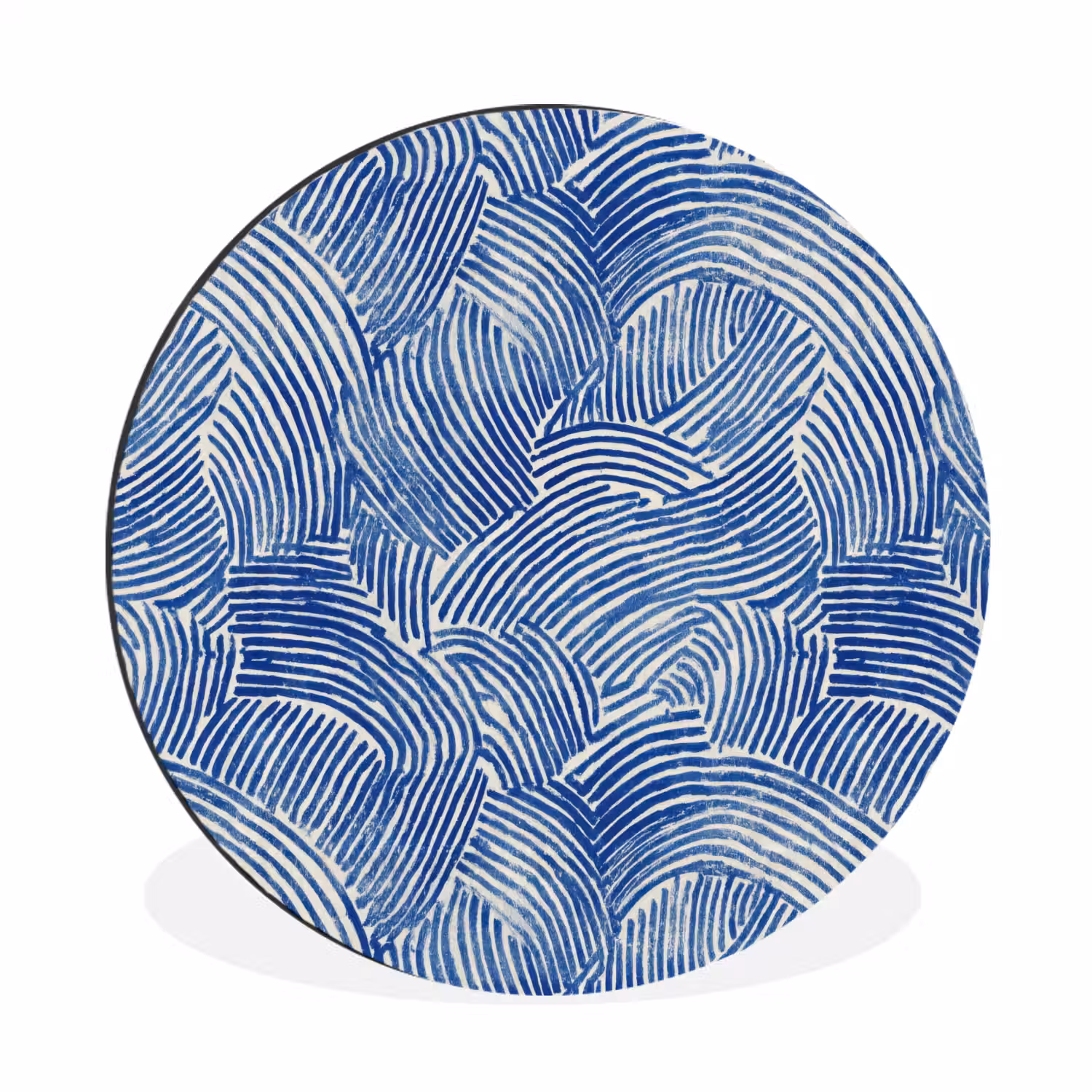 Modern - Abstract - Blauw Wandcirkel aluminium klein 190 -3d