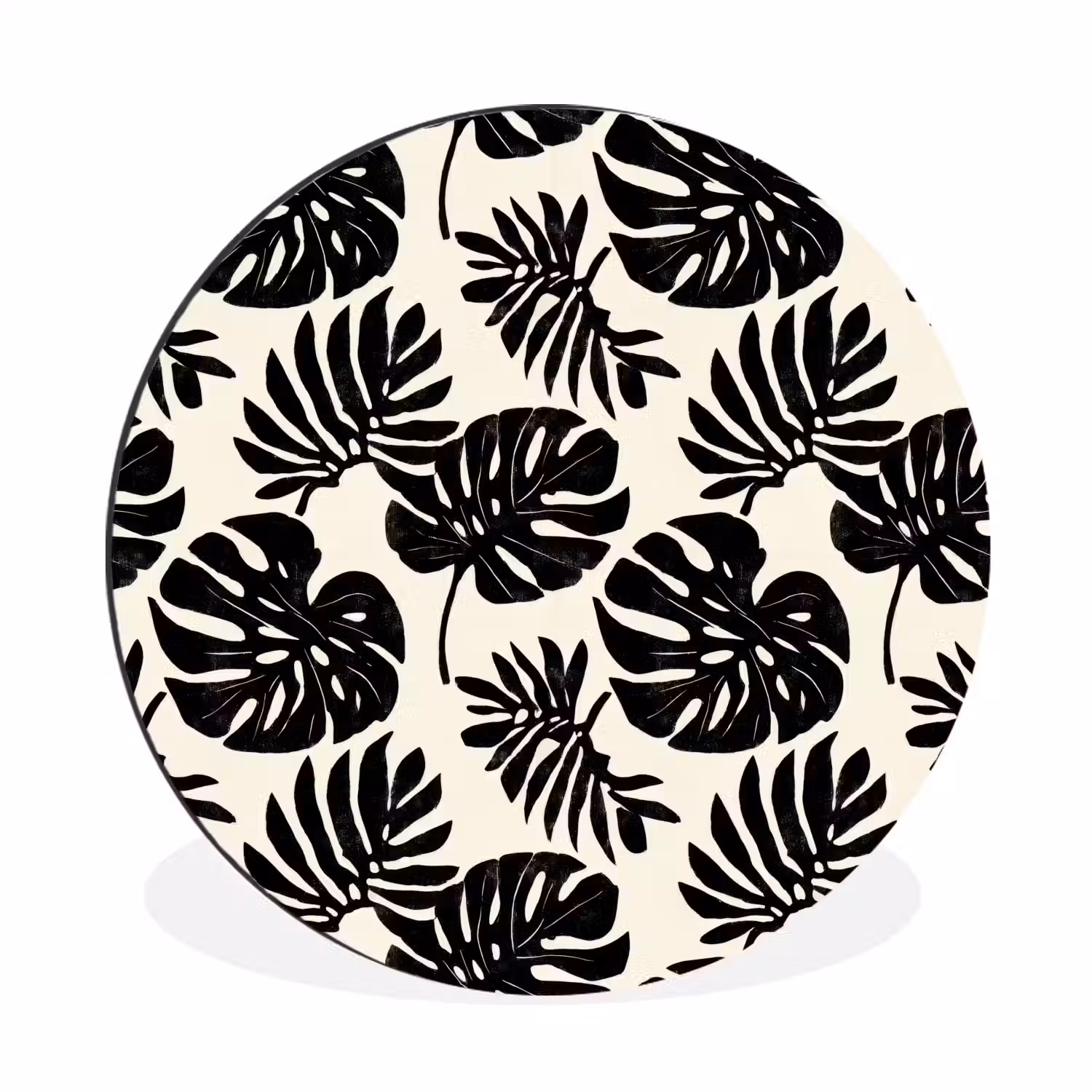 Modern - Monstera - Zwart Wandcirkel aluminium klein 190 -3d