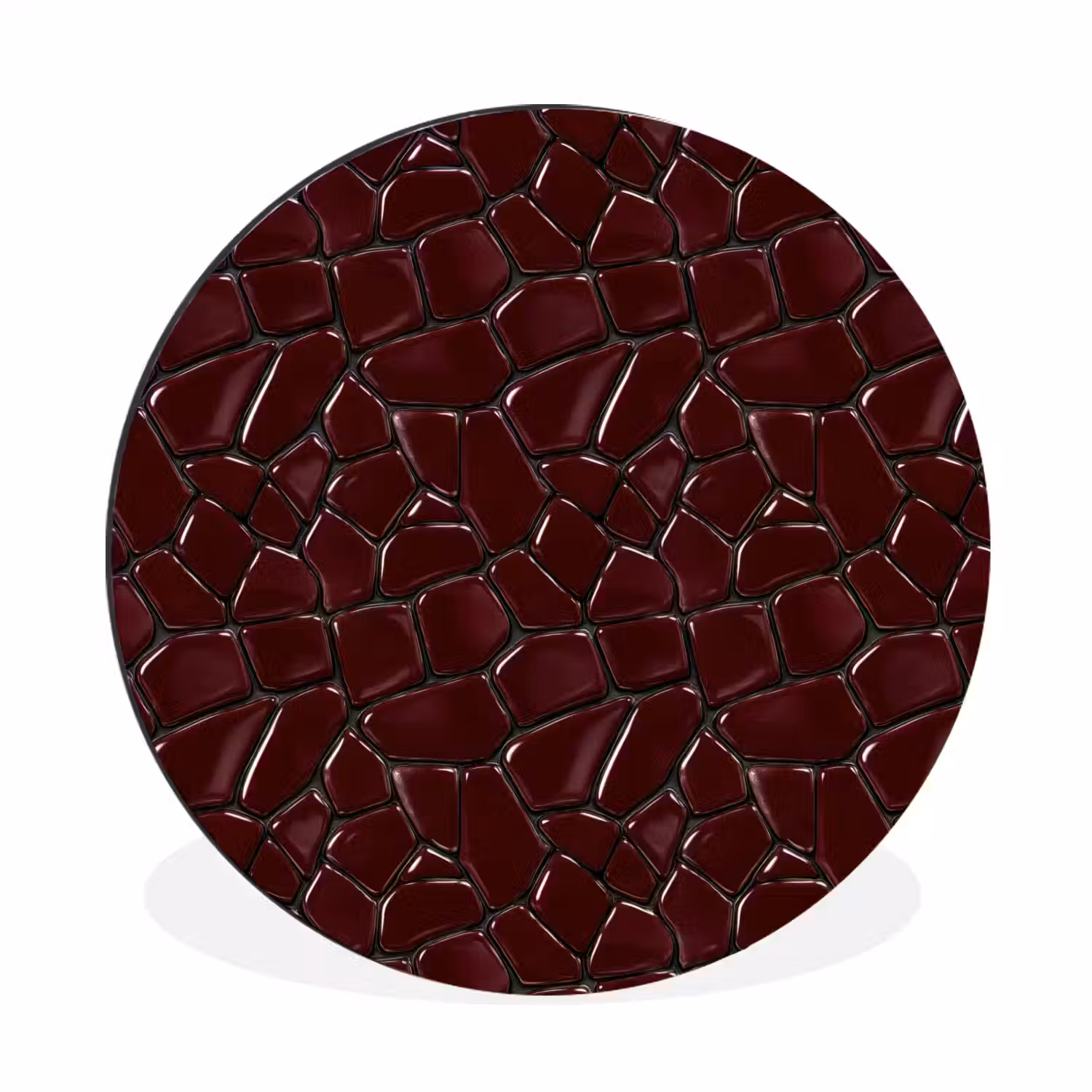 Mozaïek - Tegel - Bordeauxrood Wandcirkel aluminium klein 190 -3d