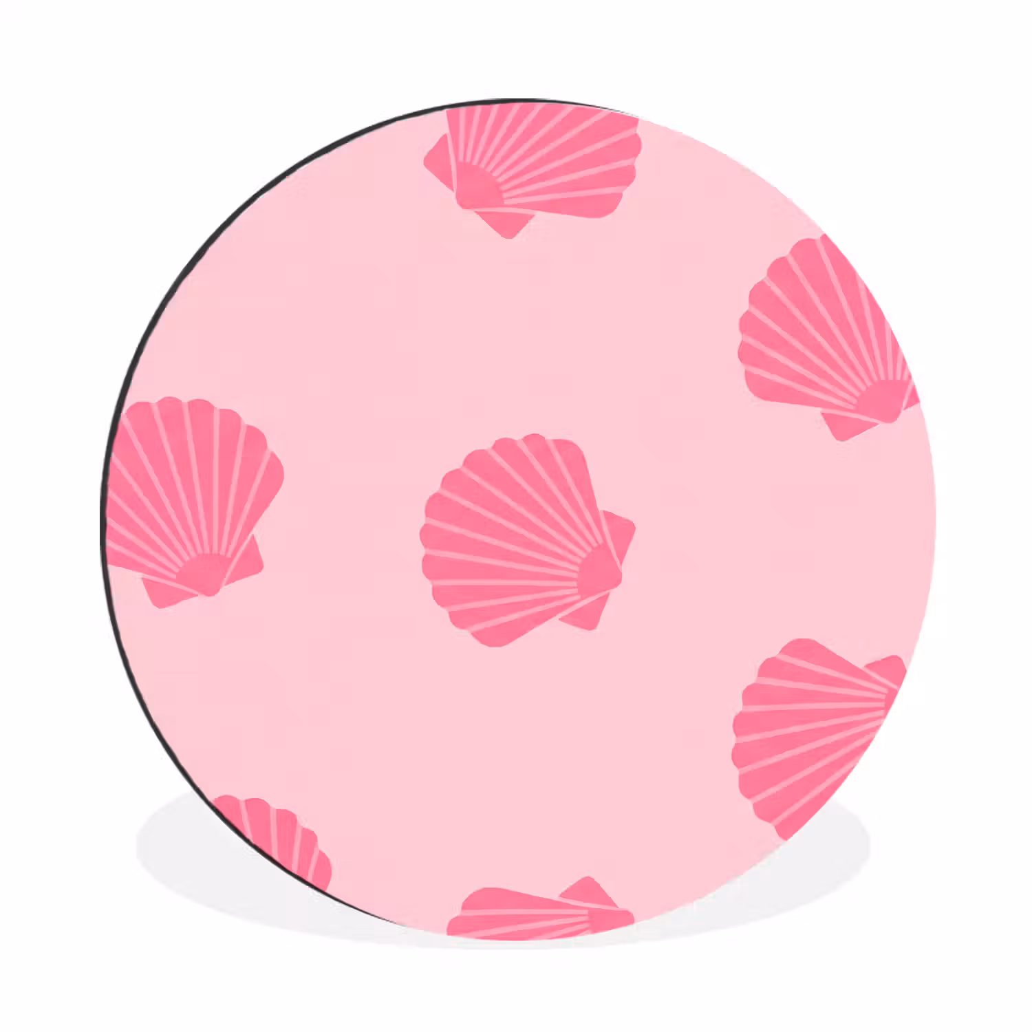 Schelp - Patroon - Zee - Modern - Roze Wandcirkel aluminium klein -3d
