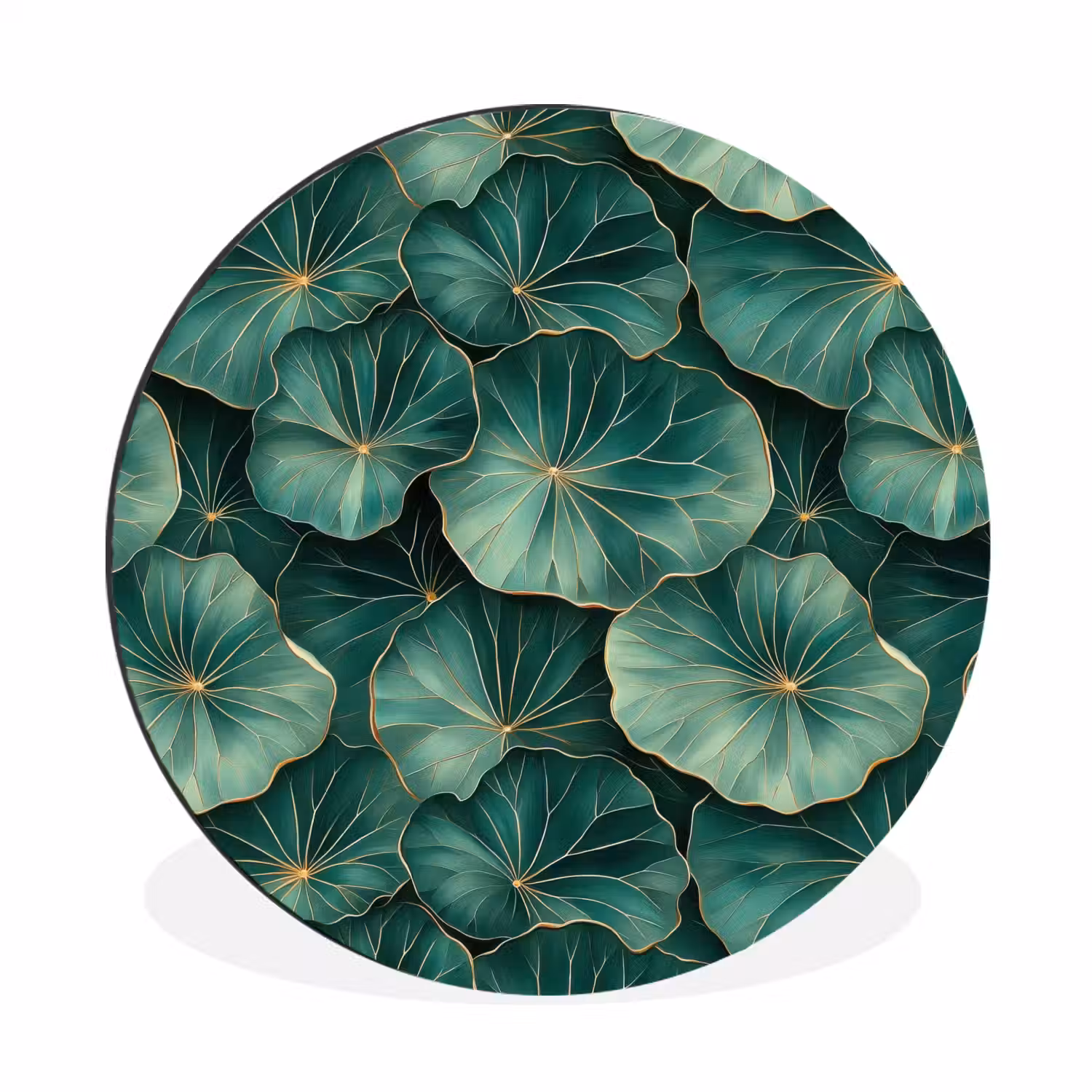 Patroon - Bladeren - Groen Wandcirkel aluminium klein 190 -3d