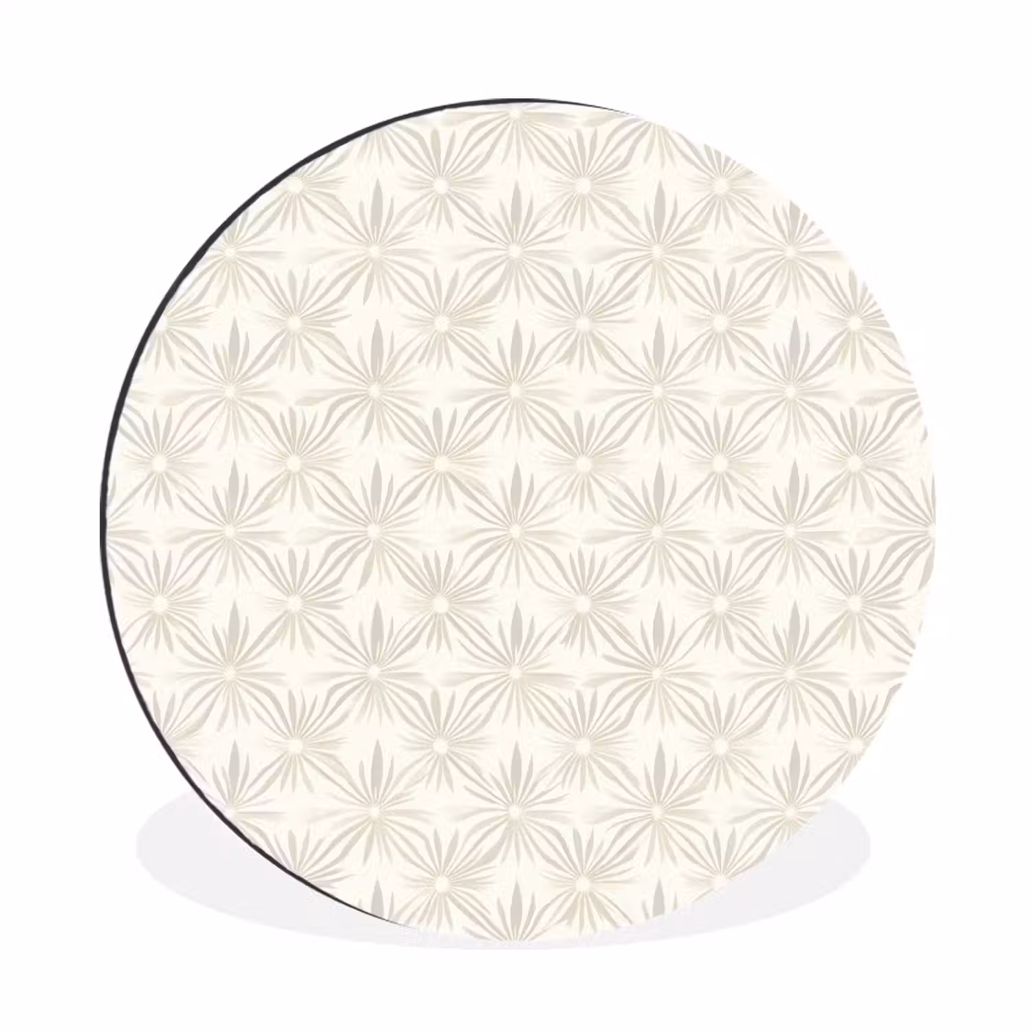 Patroon - Bloemen - Beige Wandcirkel aluminium klein 190 -3d