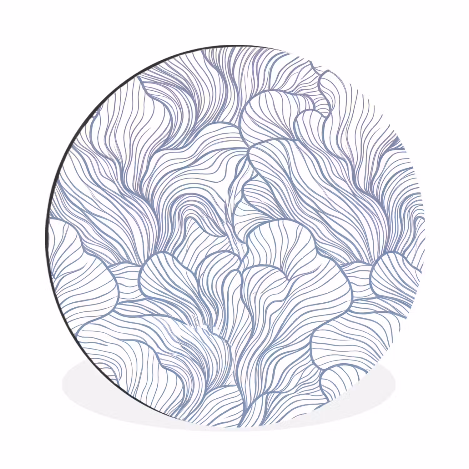 Patroon - Lijnen - Organisch - Abstract - Blauw Wandcirkel aluminium klein -3d