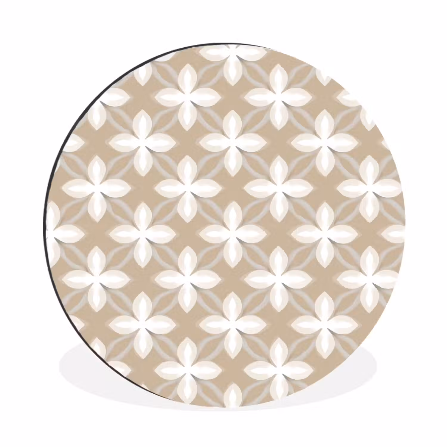 Patroon - Symmetrisch - Beige Wandcirkel aluminium klein 190 -3d