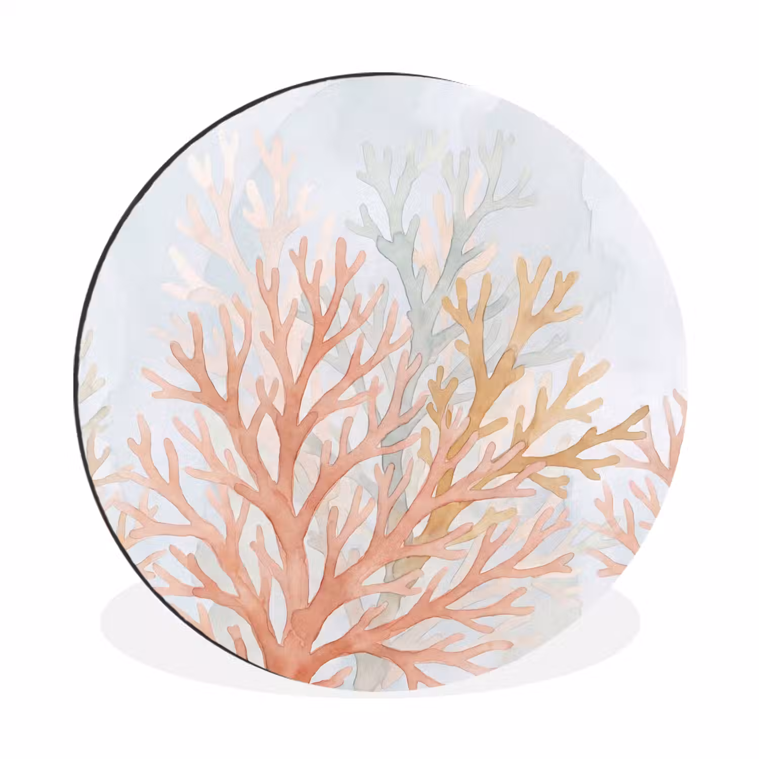 Natuur - Abstract - Aquarel - Organisch - Warm Wandcirkel aluminium klein -3d