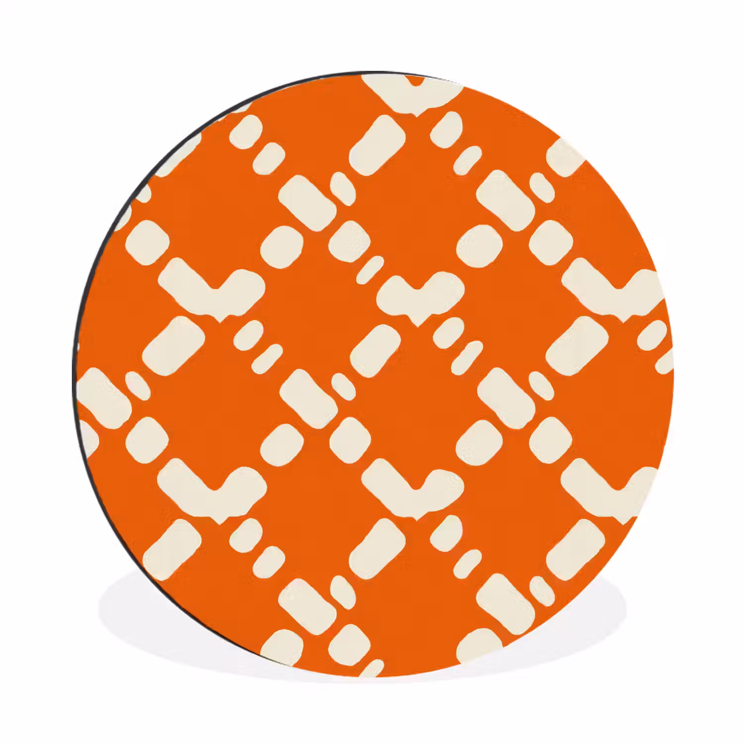 Oranje - Ruitpatroon - Wit Wandcirkel aluminium klein 190 -3d
