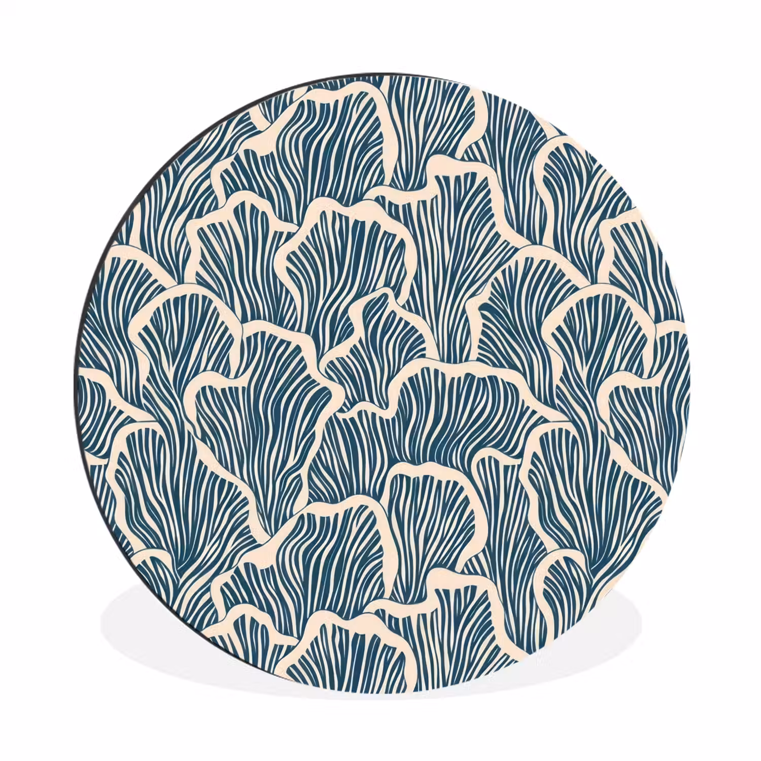 Organisch - Blauw - Crème - Schelpen Wandcirkel aluminium klein 190 -3d