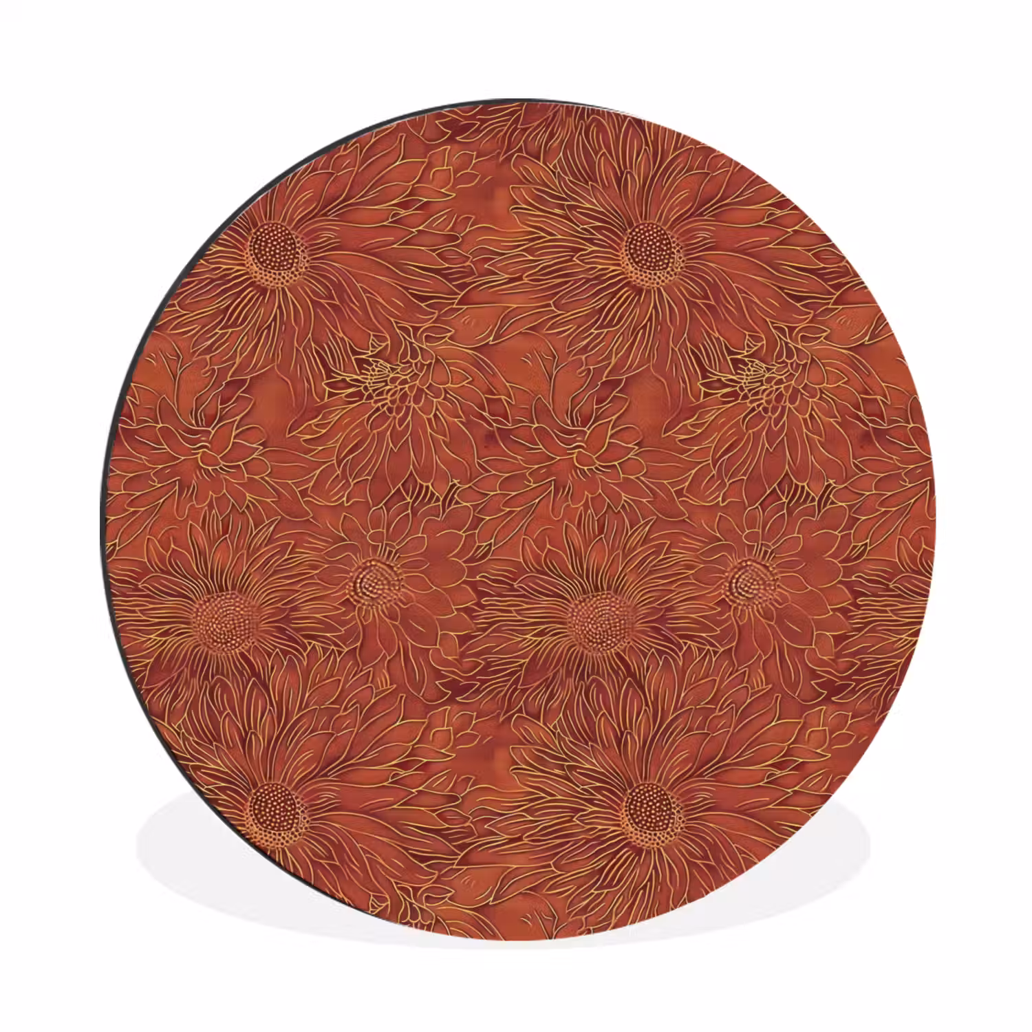 Oosters - Bloemen - Terracotta Wandcirkel aluminium klein 190 -3d