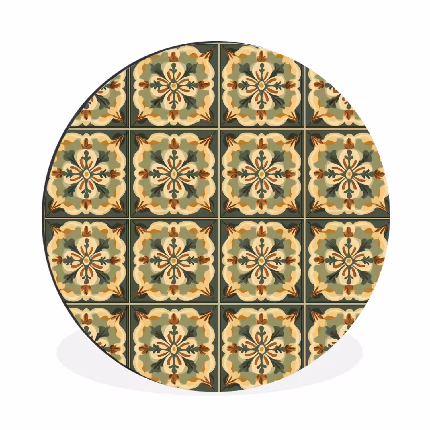 Ornament - Patroon - Groen Wandcirkel aluminium klein 190 -3d
