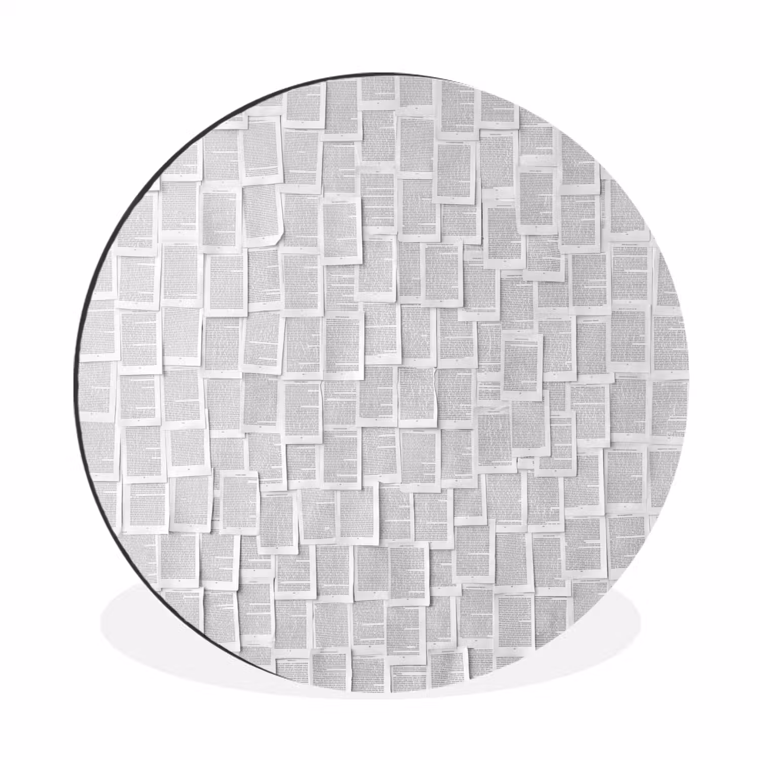 Papier - Overlappend - Textuur - Modern - Wit Wandcirkel aluminium klein -3d