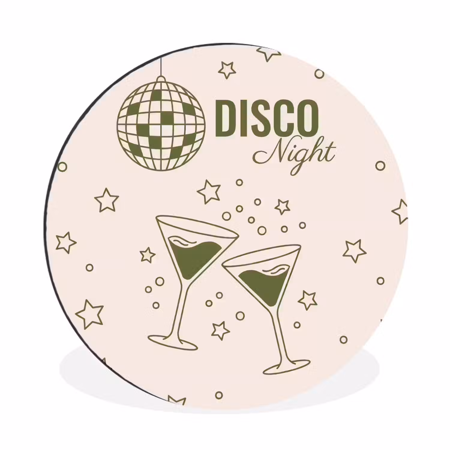 Feest - Disco - Drank - Illustratie - Groen Wandcirkel aluminium klein -3d