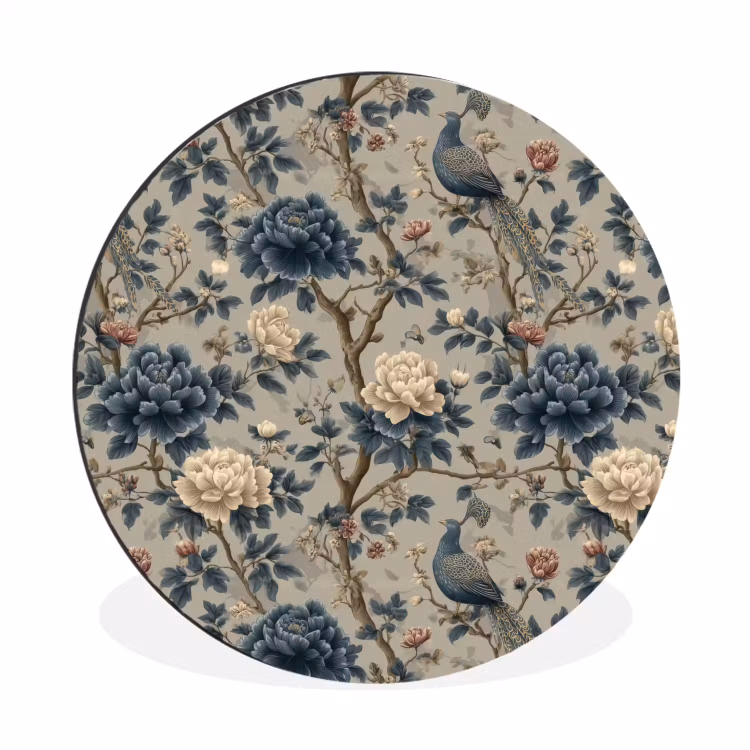 Pauw - Bloemen - Blauw Wandcirkel aluminium klein 190 -3d