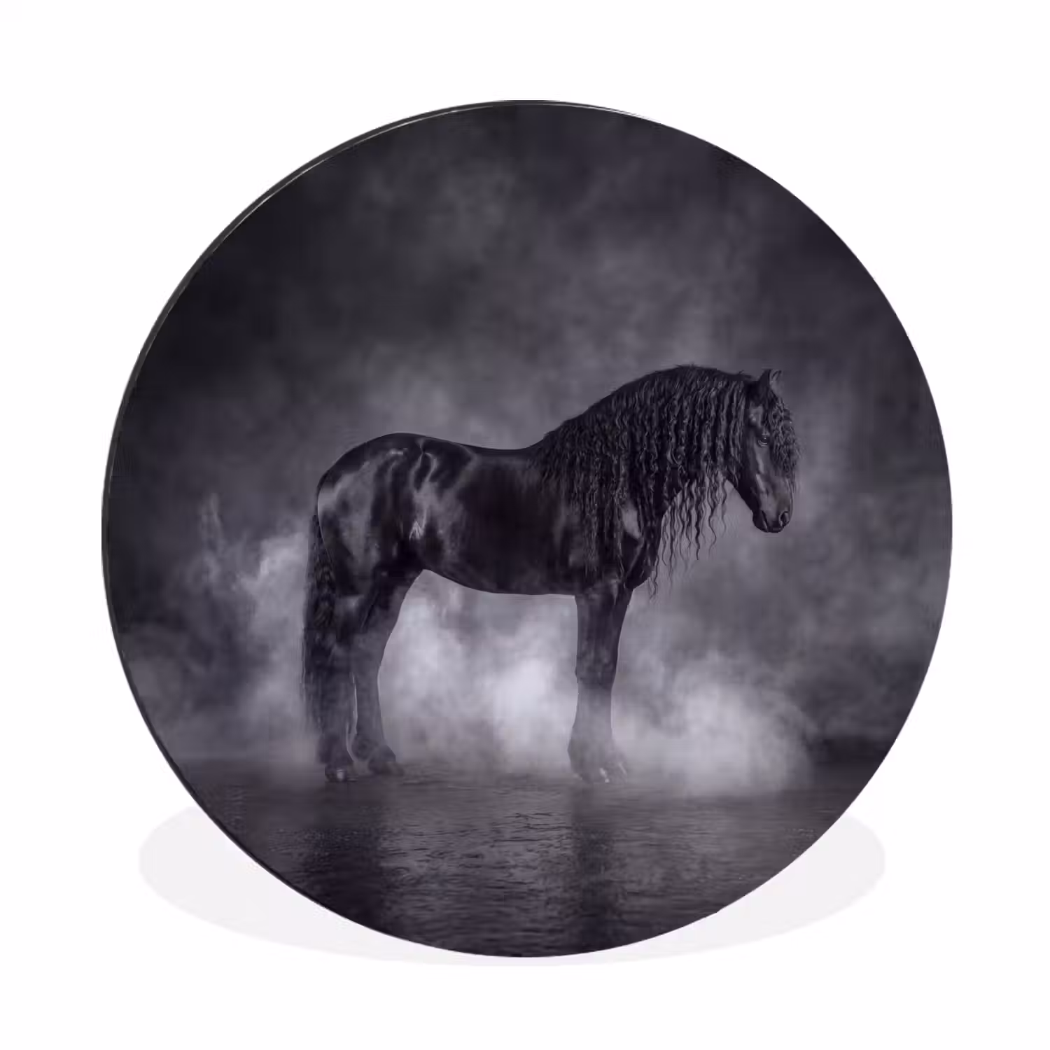 Paard - Magisch - Zwart Wandcirkel aluminium klein -3d