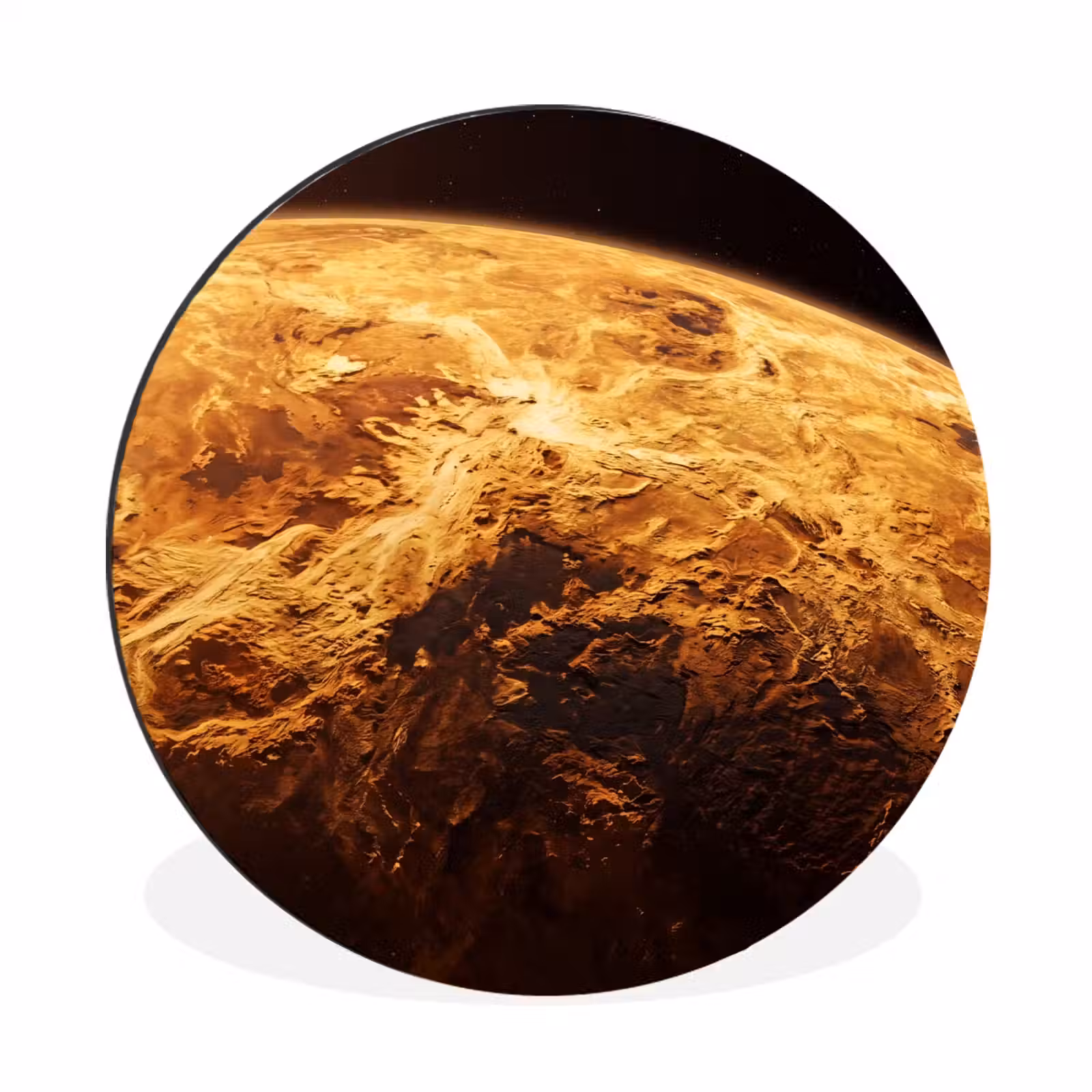 Alu-Dibond-Bild Rund - Planet – Weltraum – Orange - Planeet - Ruimte - Oranje Wandcirkel aluminium klein