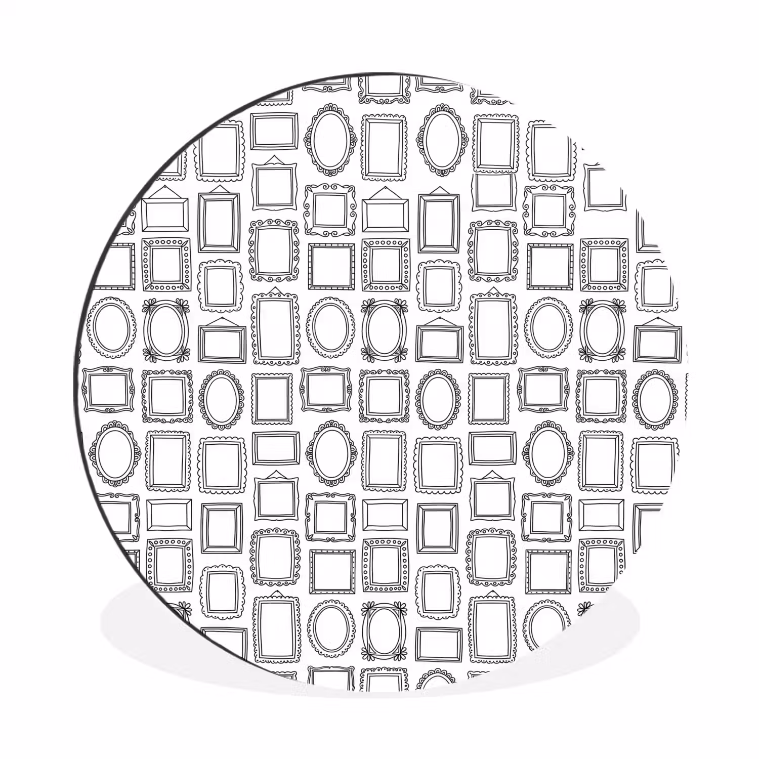 Lijsten - Patroon - Decoratie - Schets - Zwart-wit Wandcirkel aluminium klein -3d