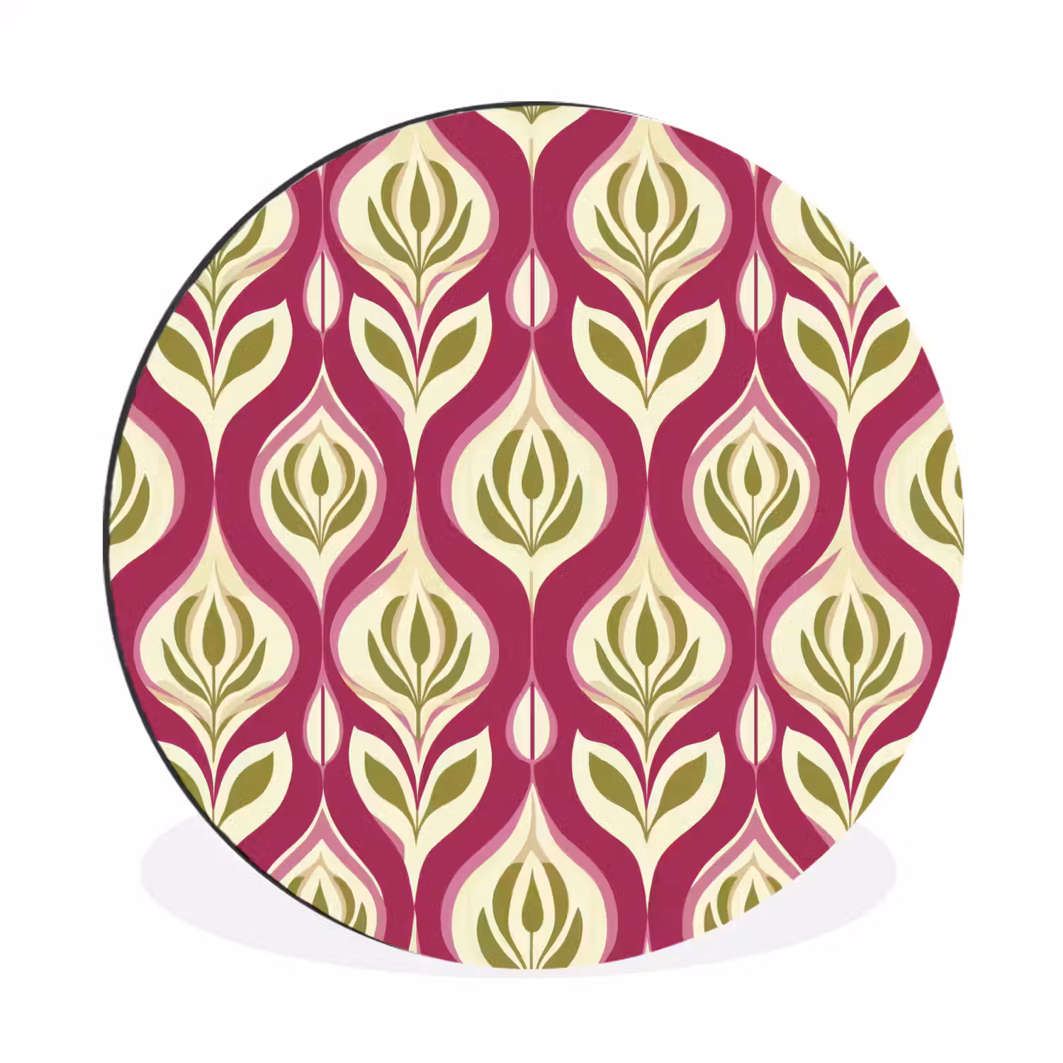 Retro - Floraal - Paars Wandcirkel aluminium klein 190 -3d