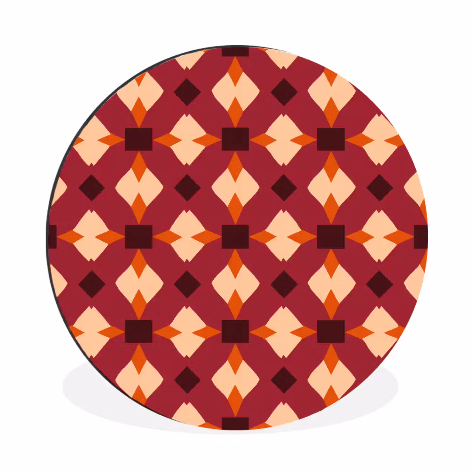 Retro - Patroon - Kleurrijk Wandcirkel aluminium klein 190 -3d