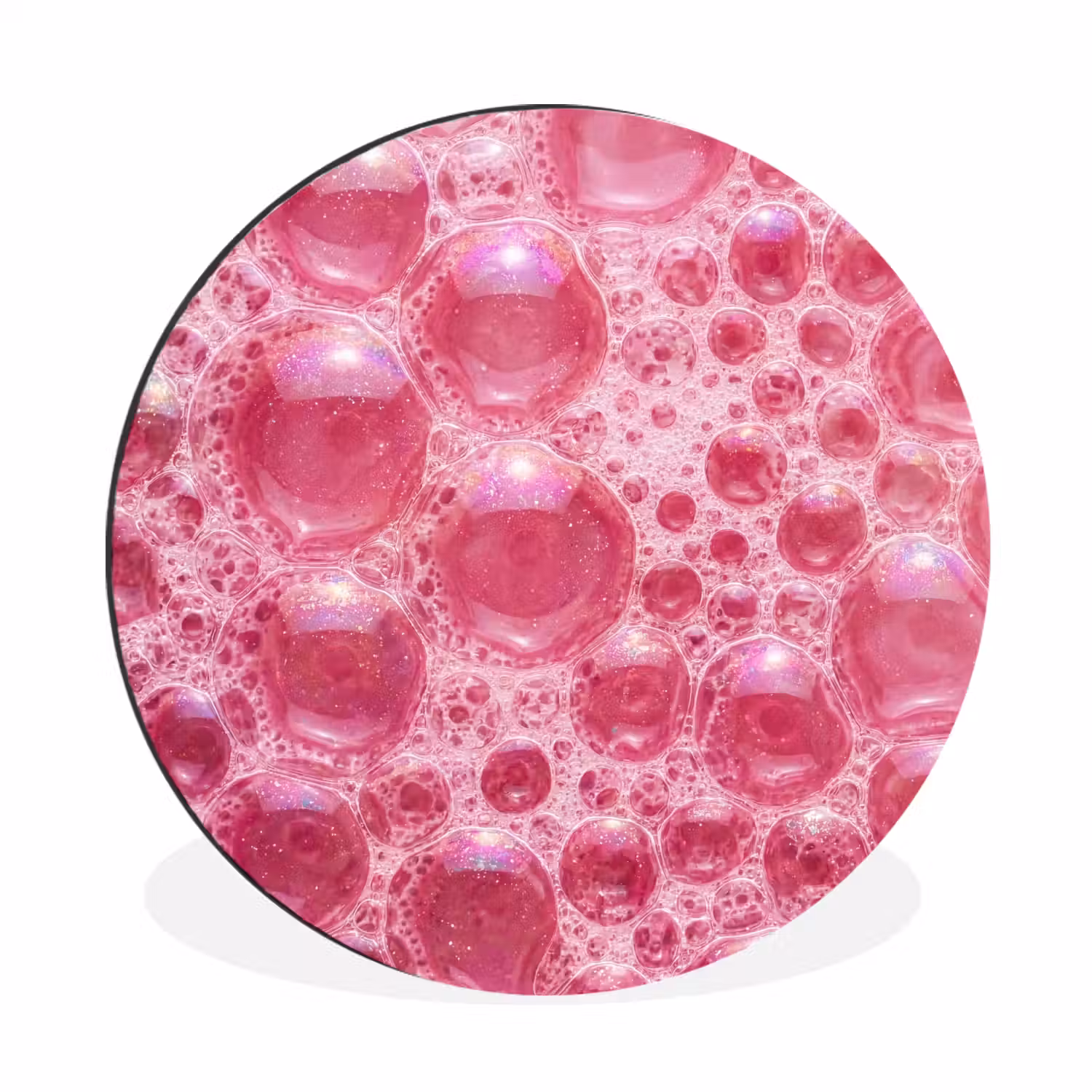 Roze - Schuim - Bubbels Wandcirkel aluminium klein -3d